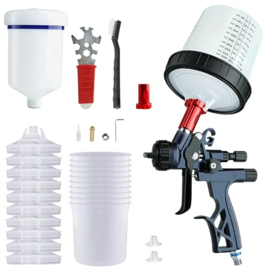 Automotive paint sprayer kit for car painting furniture DIY: HVLP spray gun with 1.3mm nozzle disposable cup system 600ML reusa
Automotive paint sprayer kit for car painting furniture DIY: HVLP spray gun with 1.3mm nozzle disposable cup system 600ML reusa