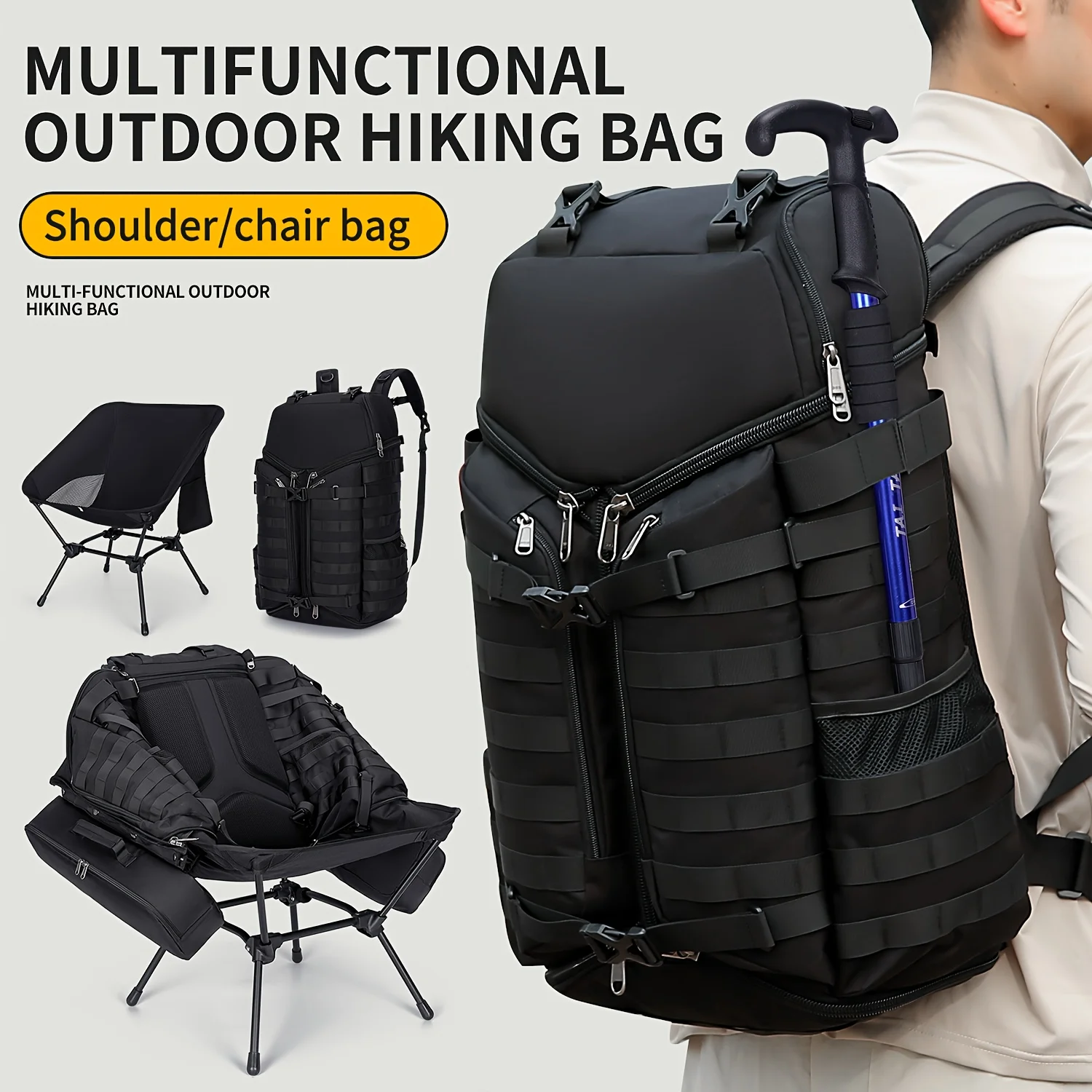 Outdoor Hiking Backpack with Two Detachable Tote Bags and a Foldable Seat Stand Camping & Exploring Mountaineering Enthusiasts
Outdoor Hiking Backpack with Two Detachable Tote Bags and a Foldable Seat Stand Camping & Exploring Mountaineering Enthusiasts