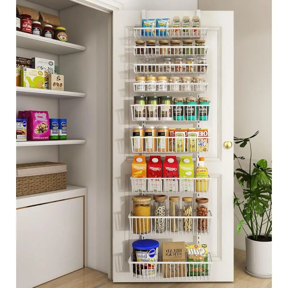 9-Tier Heavy-Duty Metal Over-the-Door Pantry Organizer with Deep Baskets for Kitchen, Laundry, and Bathroom Storage
9-Tier Heavy-Duty Metal Over-the-Door Pantry Organizer with Deep Baskets for Kitchen, Laundry, and Bathroom Storage