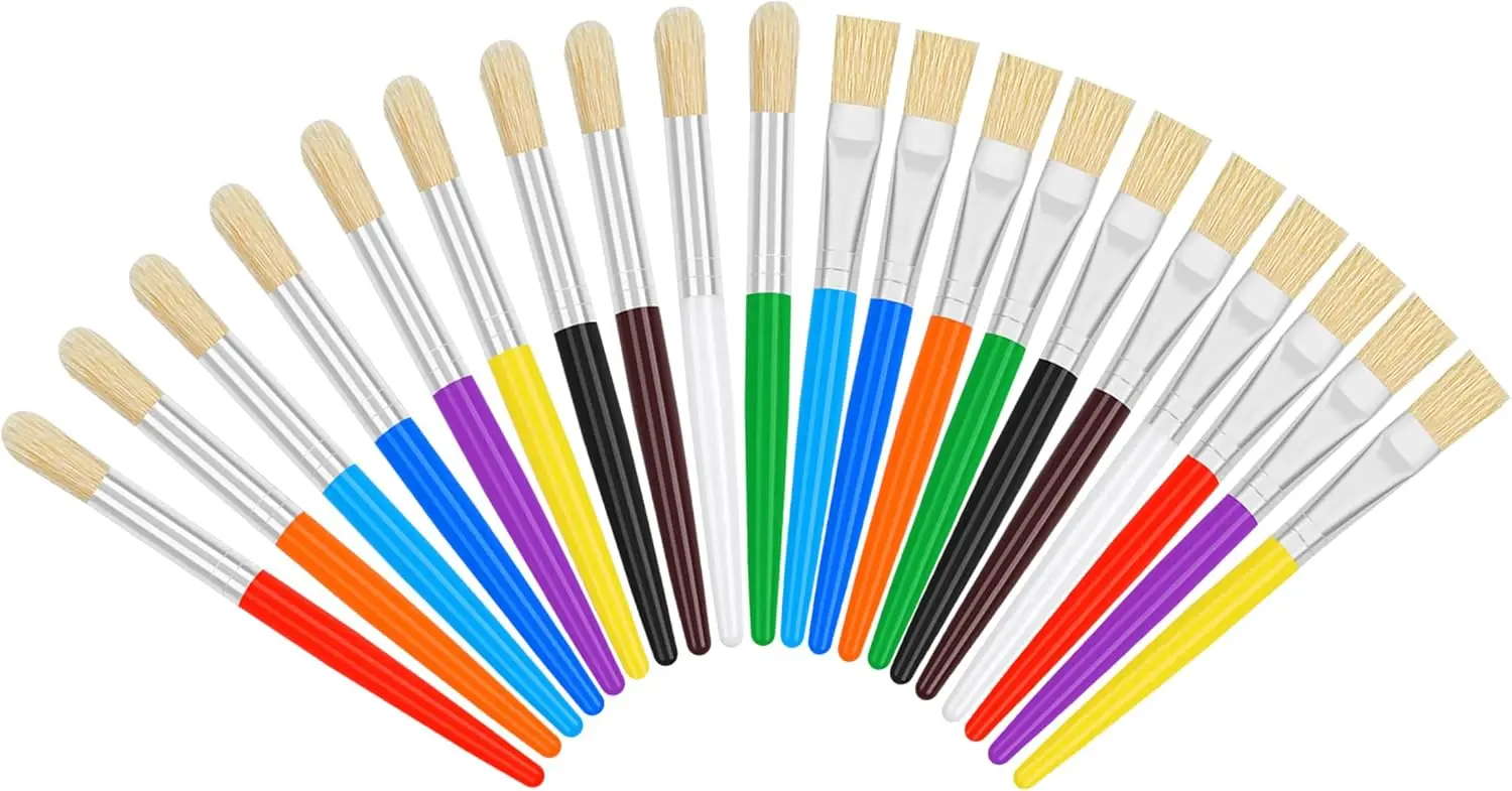 20 Kids Paint Brushes - Round & Flat, Easy Hold & Clean for Acrylic, Oil & Watercolor
20 Kids Paint Brushes - Round & Flat, Easy Hold & Clean for Acrylic, Oil & Watercolor