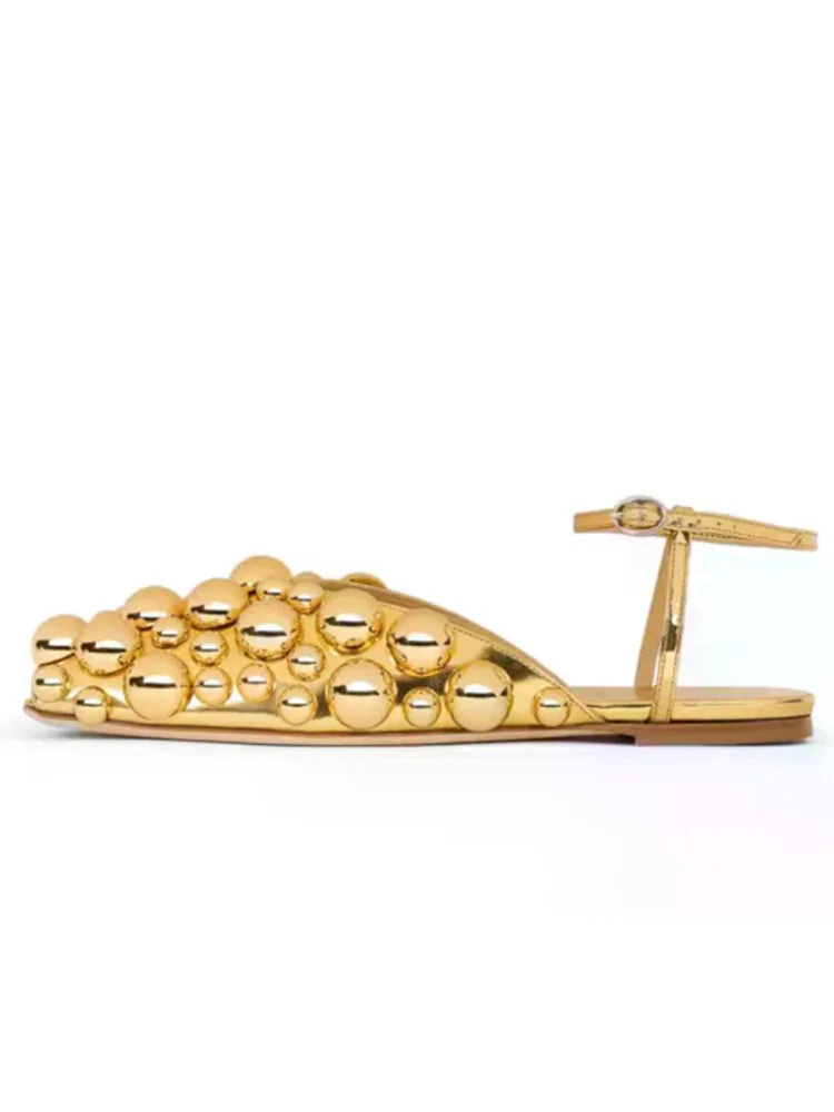 Summer Metal Pearl Fashionable Flat Sandals, Gold and Silver Mandarin Duck Shoes, Fish Mouth Flat Back Empty Women's Sandals
Summer Metal Pearl Fashionable Flat Sandals, Gold and Silver Mandarin Duck Shoes, Fish Mouth Flat Back Empty Women's Sandals