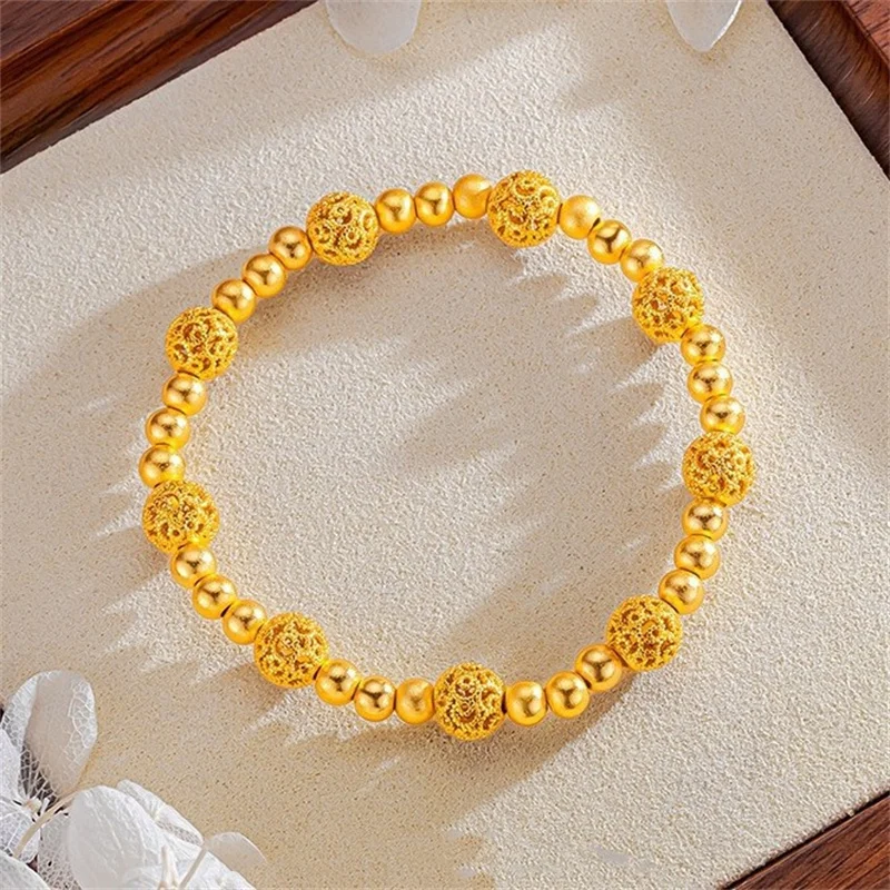 18k gold filigree exquisite hollow ball transfer bead bead jewelry for men and women, AU750 DIY elastic rope couple bracelet
18k gold filigree exquisite hollow ball transfer bead bead jewelry for men and women, AU750 DIY elastic rope couple bracelet