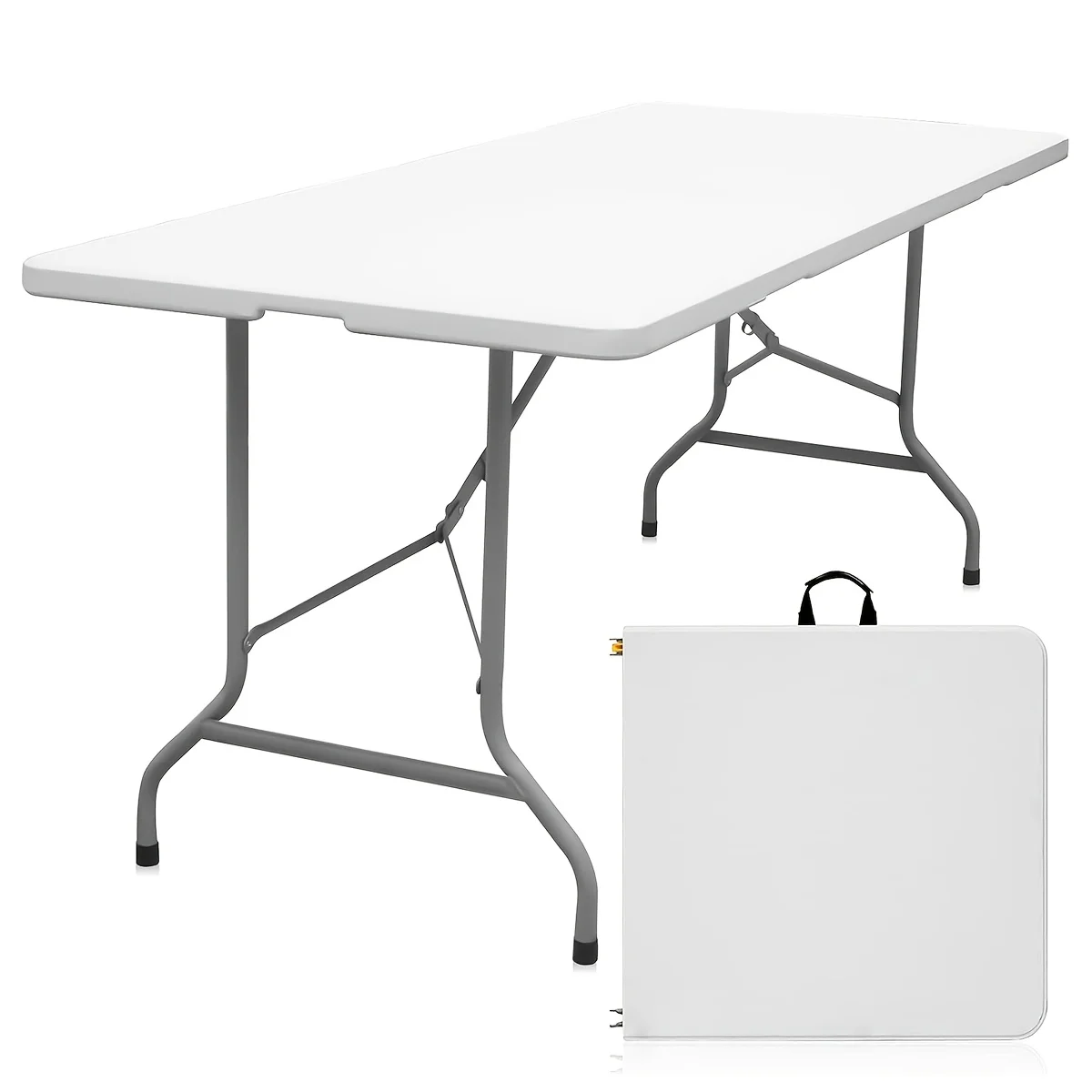 6ft White Folding Table, Portable Plastic Folding Office Table with Handle for Easy Storage, Table for Camping, Picnics, Parties
6ft White Folding Table, Portable Plastic Folding Office Table with Handle for Easy Storage, Table for Camping, Picnics, Parties