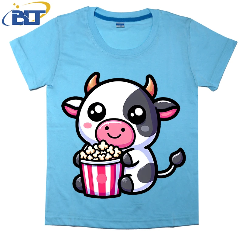 Cow with Popcorn printed kids T-shirt summer pure cotton short-sleeved casual top suitable for both boys and girls
Cow with Popcorn printed kids T-shirt summer pure cotton short-sleeved casual top suitable for both boys and girls