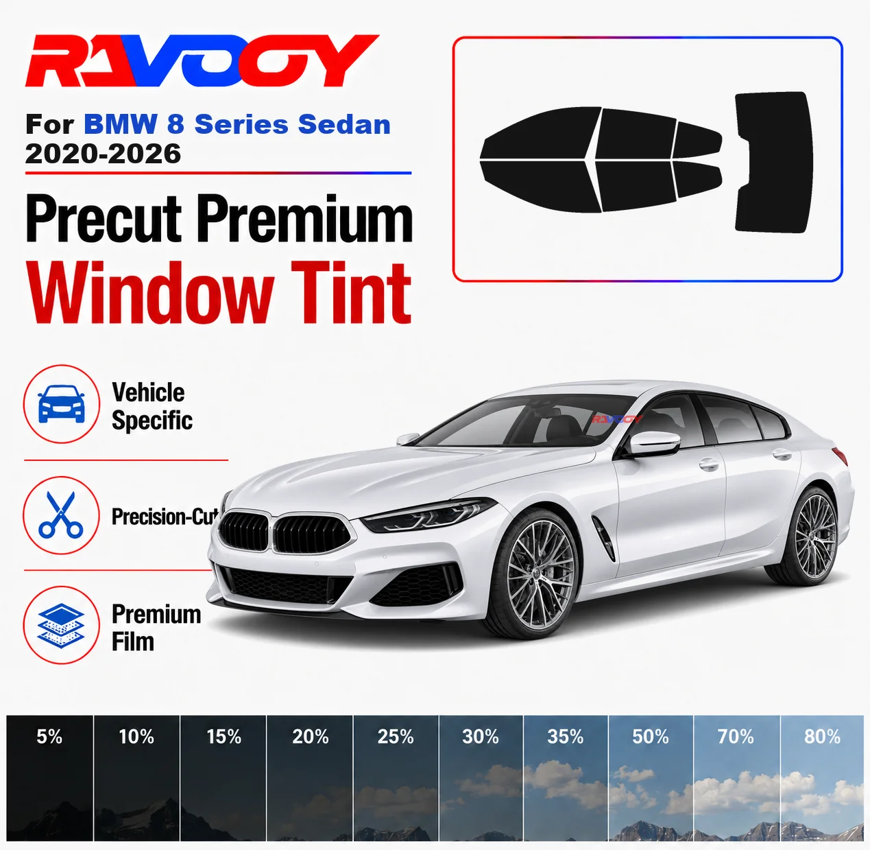 Premium Precut Window Tint Kit Front Rear Windows Rear Windshield For BMW 8 Series Sedan 2020-2026 Car Solar Nano Ceramic Film
Premium Precut Window Tint Kit Front Rear Windows Rear Windshield For BMW 8 Series Sedan 2020-2026 Car Solar Nano Ceramic Film