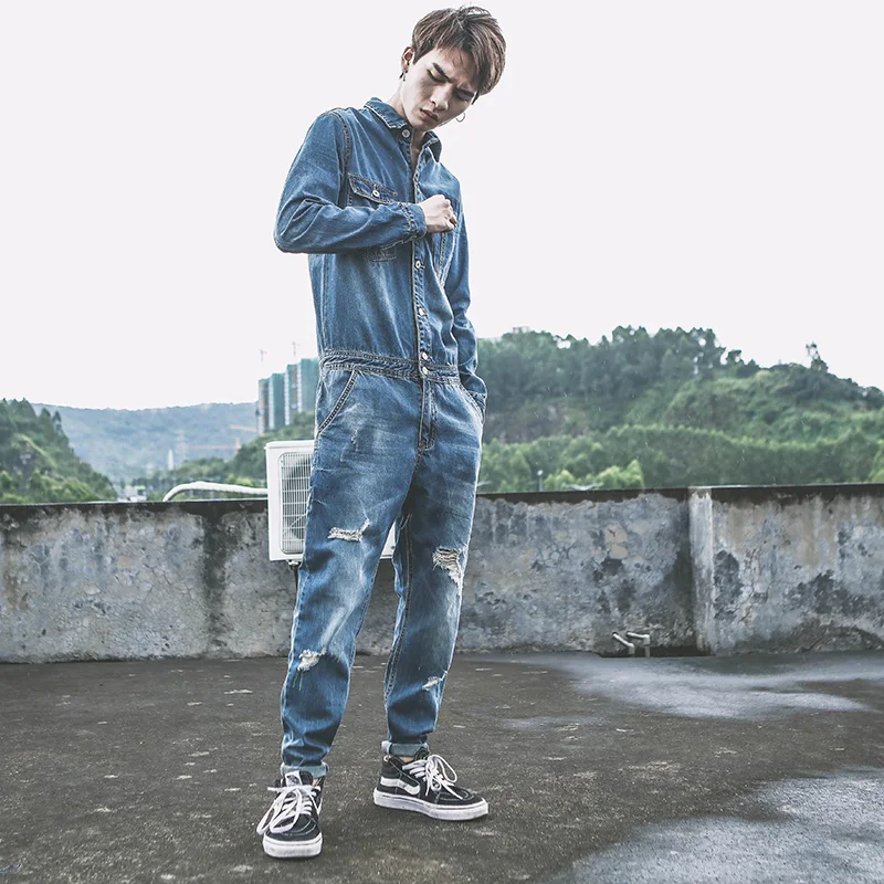 Spring and Autumn Men Jumpsuit Overalls Denim Jumpsuit Men's Hip Hop Hole Small Feet Denim Jacket Jumpsuit Men
Spring and Autumn Men Jumpsuit Overalls Denim Jumpsuit Men's Hip Hop Hole Small Feet Denim Jacket Jumpsuit Men