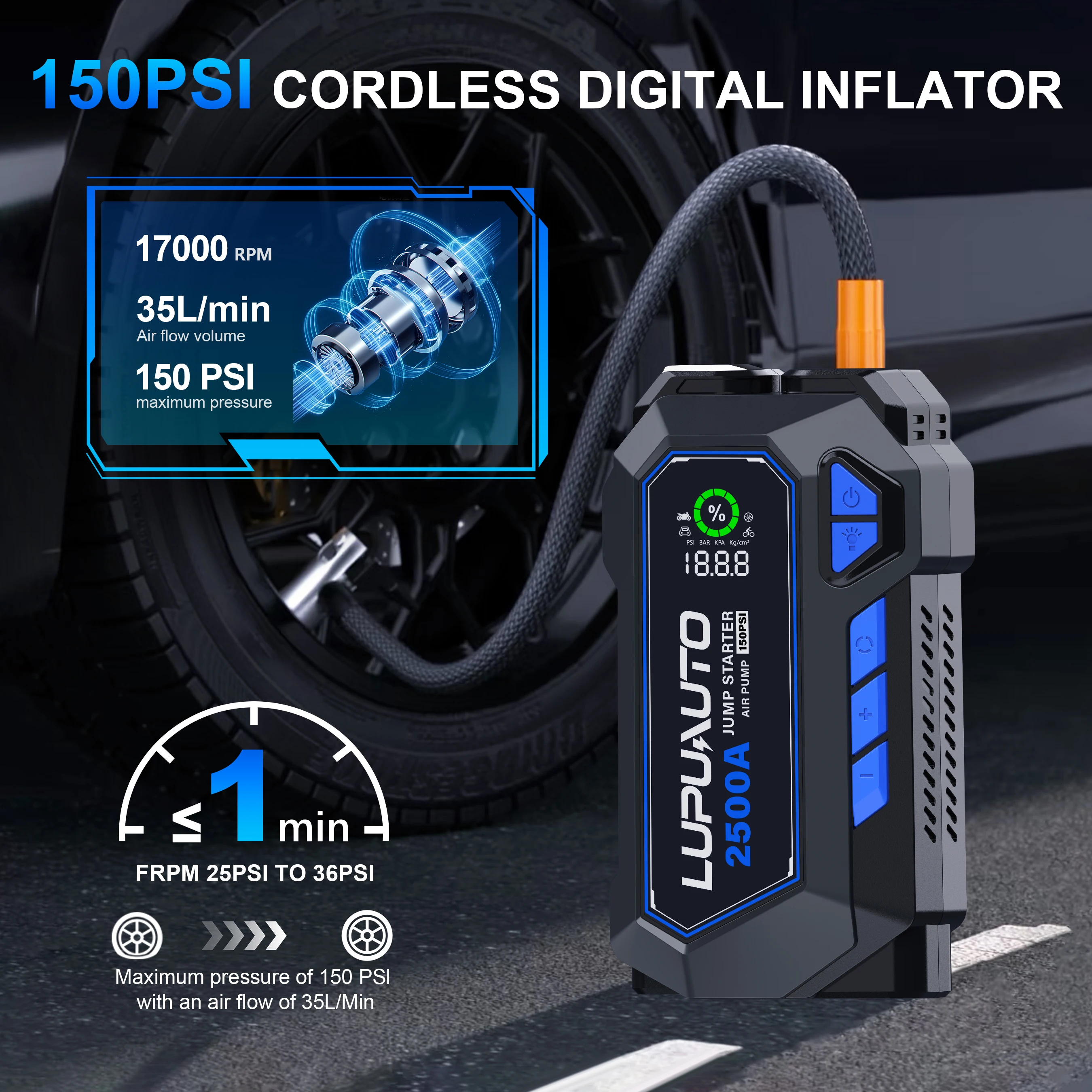 Jump Starter with Air Compressor Power 2000A Car Jump Starter Battery for Car Starter Portable Emergency Booster 12V Auto Starting Device Petrol Diesel 150PSI Tire Inflator Pump
Jump Starter with Air Compressor Power 2000A Car Jump Starter Battery for Car Starter Portable Emergency Booster 12V Auto Starting Device Petrol Diesel 150PSI Tire Inflator Pump