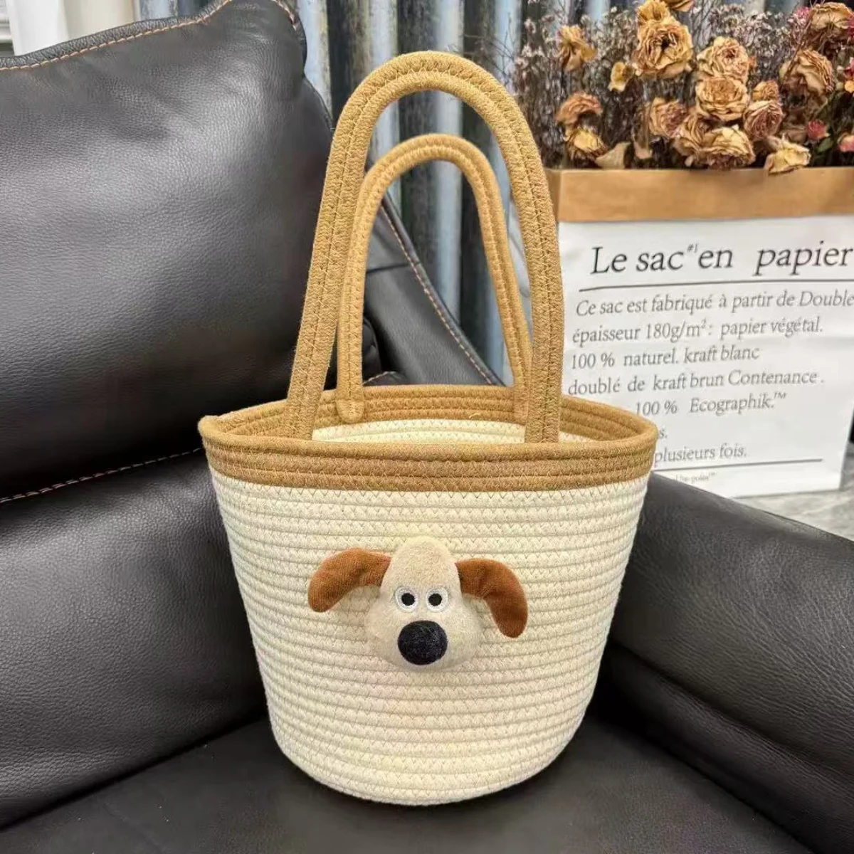 Cartoon Niche Design Cotton Rope Shoulder Bag, Cute Puppy Bucket Bag for Autumn and Winter, Large Capacity Textured Handbag for Storage
Cartoon Niche Design Cotton Rope Shoulder Bag, Cute Puppy Bucket Bag for Autumn and Winter, Large Capacity Textured Handbag for Storage