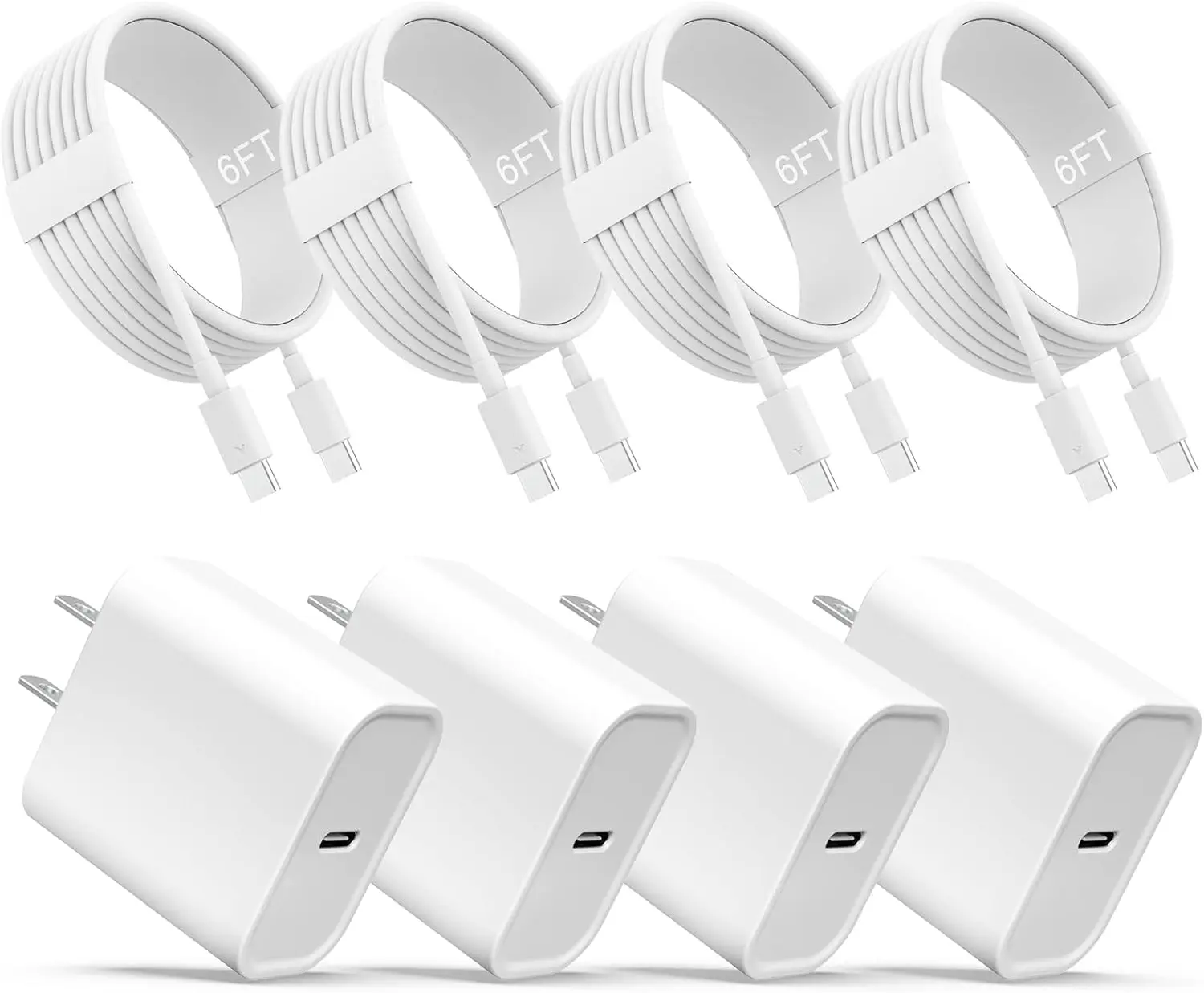 USB C Charger 4-Pack Fast Wall Charging Block with 6ft Cable for iPhone 17/16/15/iPad Pro/AirPods Samsung & More
USB C Charger 4-Pack Fast Wall Charging Block with 6ft Cable for iPhone 17/16/15/iPad Pro/AirPods Samsung & More