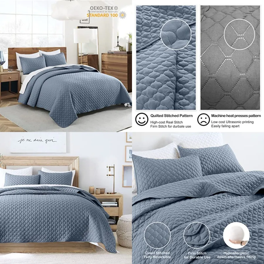 Quilt Size, Lightweight Quilt for Summer Ultra-Soft Microfiber Modern Style Quilted Clouds Pattern Bedspread Quit Set 3 Pieces
Quilt Size, Lightweight Quilt for Summer Ultra-Soft Microfiber Modern Style Quilted Clouds Pattern Bedspread Quit Set 3 Pieces
