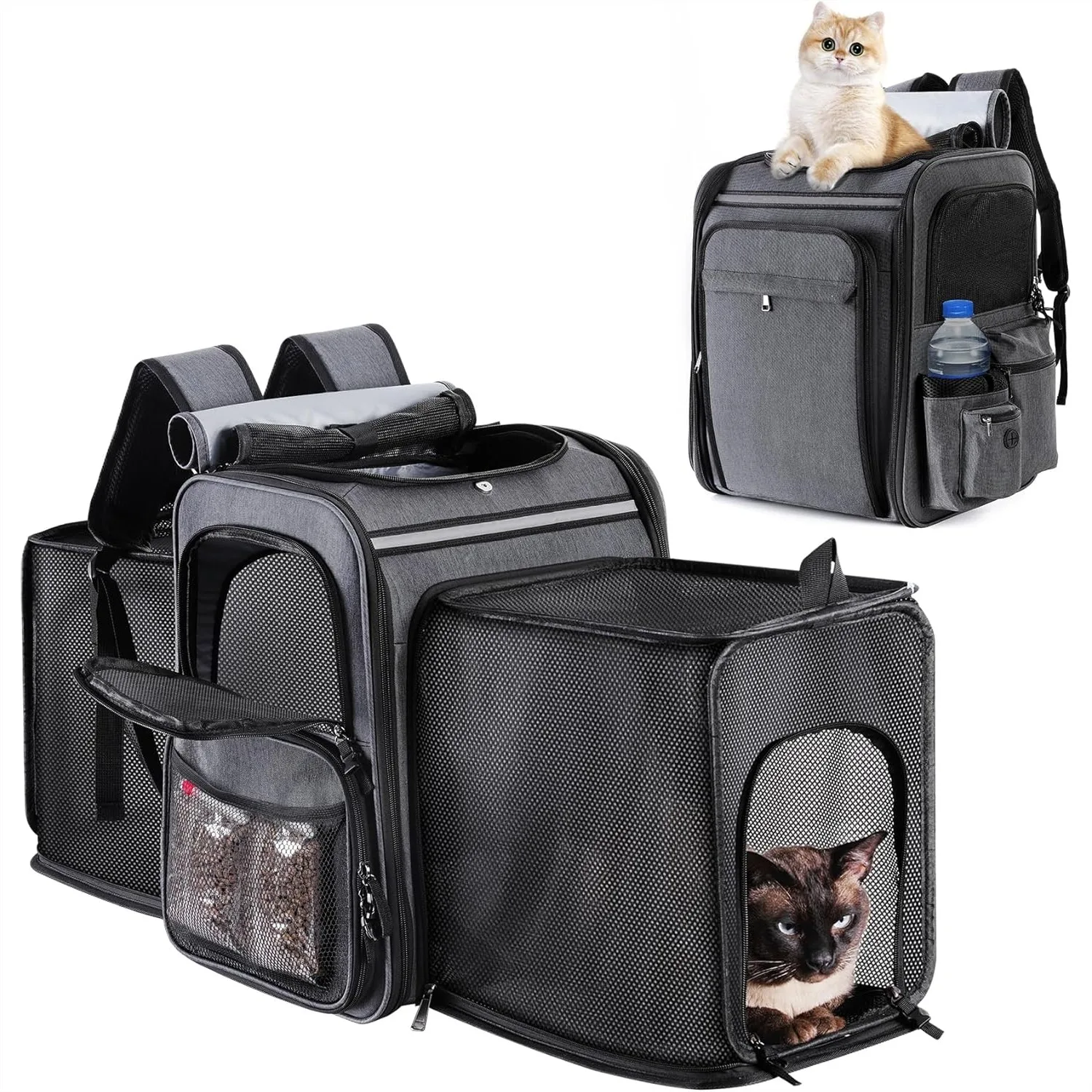 Cat Backpack Carrier, Double Side Expandable Dog Carrier Backpack for Medium Cats and Small Dogs Up to 20 Lbs, Breathable Mesh
Cat Backpack Carrier, Double Side Expandable Dog Carrier Backpack for Medium Cats and Small Dogs Up to 20 Lbs, Breathable Mesh