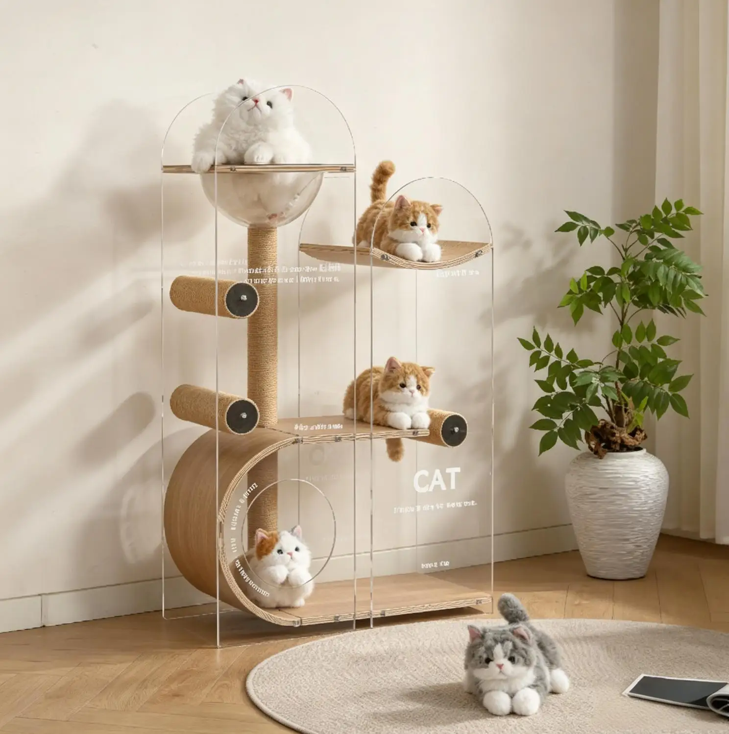 Modern Solid Wood Eco-Friendly Easy Assembly Cat Tree Luxury Nordic Cat Climbing Frame Acrylic Space Capsule Sisal Scratching
Modern Solid Wood Eco-Friendly Easy Assembly Cat Tree Luxury Nordic Cat Climbing Frame Acrylic Space Capsule Sisal Scratching