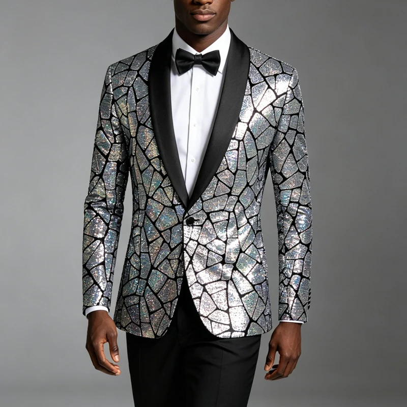 Men's Sequined Disco Suit Party Stage Host Suit Jacket for Banquet Performance Dress Suit Blaser Masculino
Men's Sequined Disco Suit Party Stage Host Suit Jacket for Banquet Performance Dress Suit Blaser Masculino