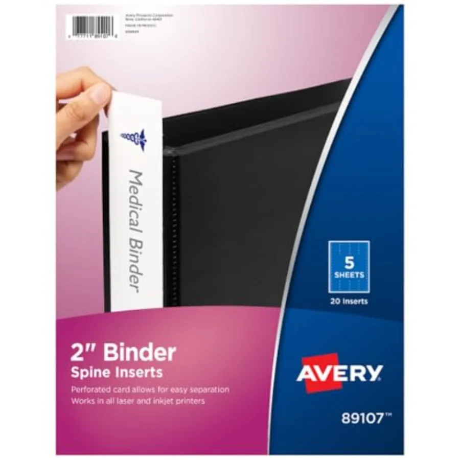 2-Inch Binder Spine Inserts, Laser/Inkjet, White, 20 Inserts/Pack 89107
2-Inch Binder Spine Inserts, Laser/Inkjet, White, 20 Inserts/Pack 89107