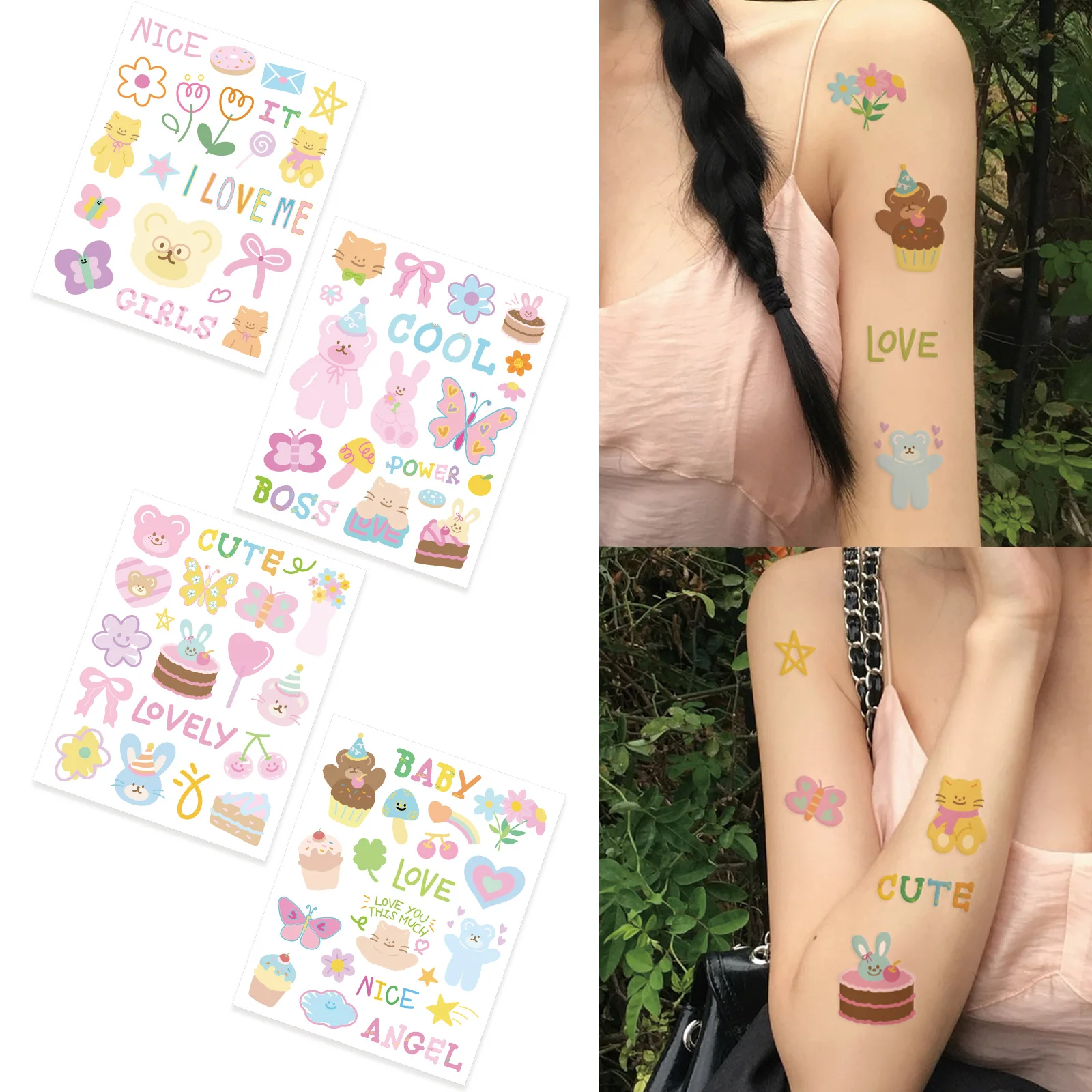 4 Sheets Cute Cartoon Bear Rabbit Temporary Tattoo Stickers for Girls DIY Hand Wrist Stickers Body Art Flowers Butterfly Tattoo
4 Sheets Cute Cartoon Bear Rabbit Temporary Tattoo Stickers for Girls DIY Hand Wrist Stickers Body Art Flowers Butterfly Tattoo