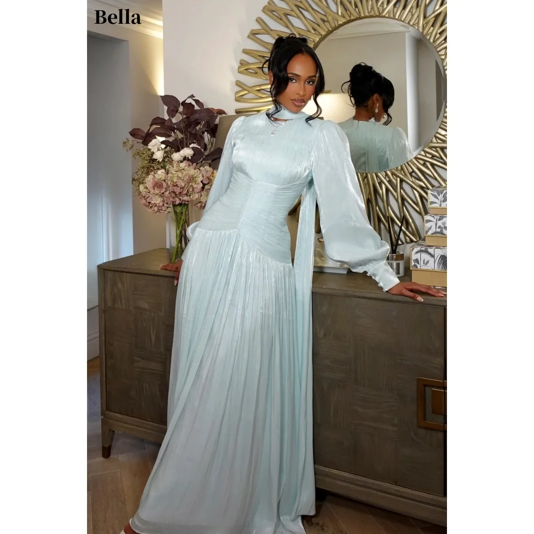 Bella Customized Light Blue Chiffon Elegant High Neck Prom Dresses vestidos de noche Long Sleeve Pleated Formal Evening 2026
Bella Customized Light Blue Chiffon Elegant High Neck Prom Dresses vestidos de noche Long Sleeve Pleated Formal Evening 2026