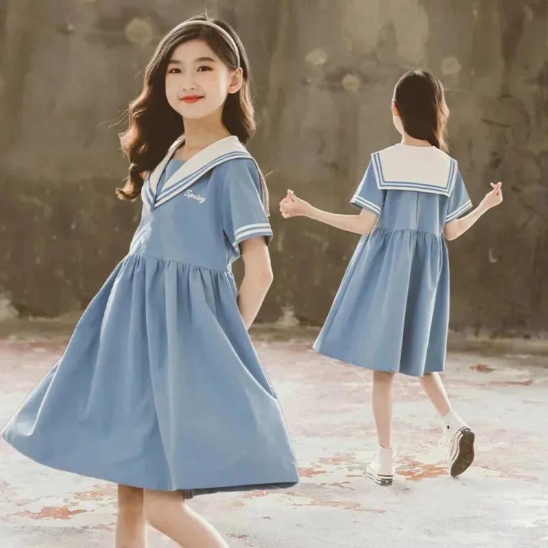 Girls' Summer Dress Trendy Retro Girls Long Dress Cotton Sailor Collar Teens Casual JK Dress Baby Clothes Toddler 3-12 year
Girls' Summer Dress Trendy Retro Girls Long Dress Cotton Sailor Collar Teens Casual JK Dress Baby Clothes Toddler 3-12 year