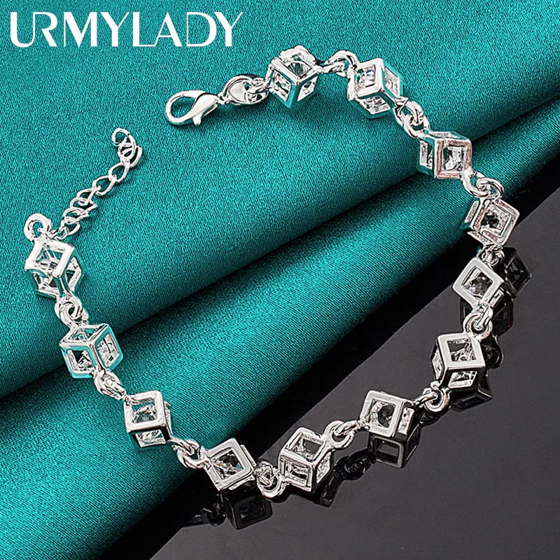 URMYLADY 925 Sterling Silver Square Zircon Chain Bracelet For Women Men Wedding Party Fashion Jewelry
URMYLADY 925 Sterling Silver Square Zircon Chain Bracelet For Women Men Wedding Party Fashion Jewelry
