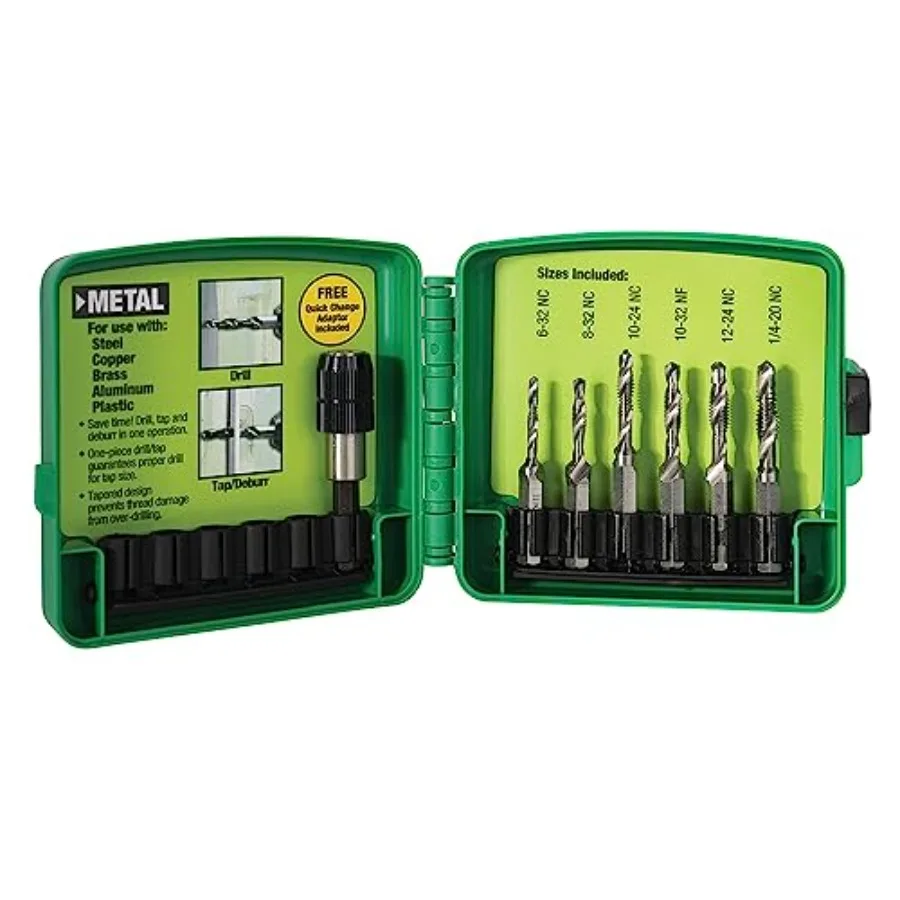 Greenlee DTAPKIT Drill/Tap Kit for Metal One-Step Drilling Tapping and Deburring/Countersinking Set with Quick Change Adaptor 6
Greenlee DTAPKIT Drill/Tap Kit for Metal One-Step Drilling Tapping and Deburring/Countersinking Set with Quick Change Adaptor 6