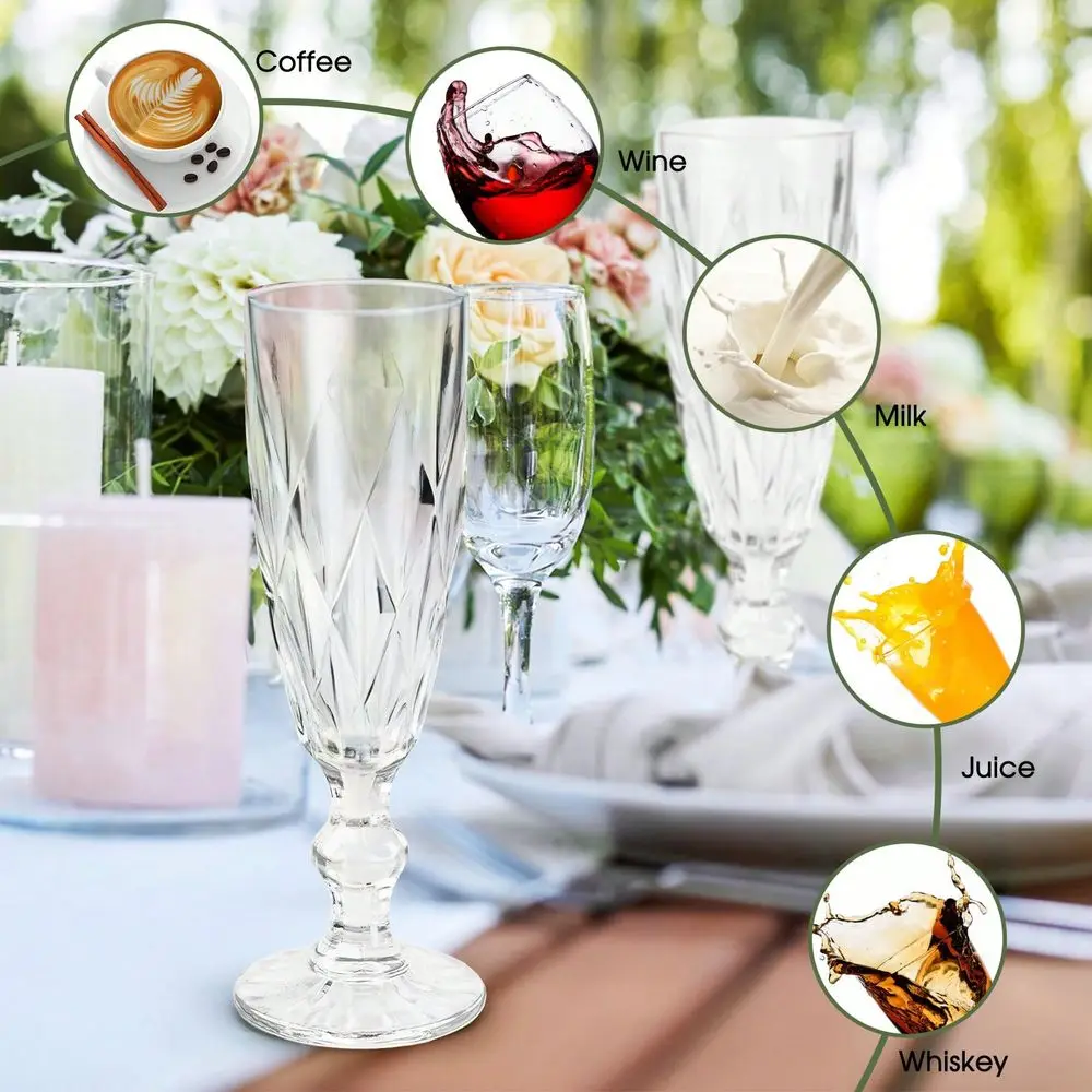 Pack 5 Oz Diamond Pattern Champagne Flutes Clear Vintage Goblet Glasses For Wedding, Party New Years Eve
Pack 5 Oz Diamond Pattern Champagne Flutes Clear Vintage Goblet Glasses For Wedding, Party New Years Eve
