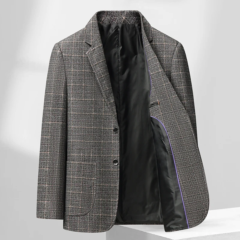 Men's Classic Casual Plaid Blazer Charcoal Heather Stone Heather Coffee & Navy Four-Season Versatility with Notch Lapel Jackets
Men's Classic Casual Plaid Blazer Charcoal Heather Stone Heather Coffee & Navy Four-Season Versatility with Notch Lapel Jackets
