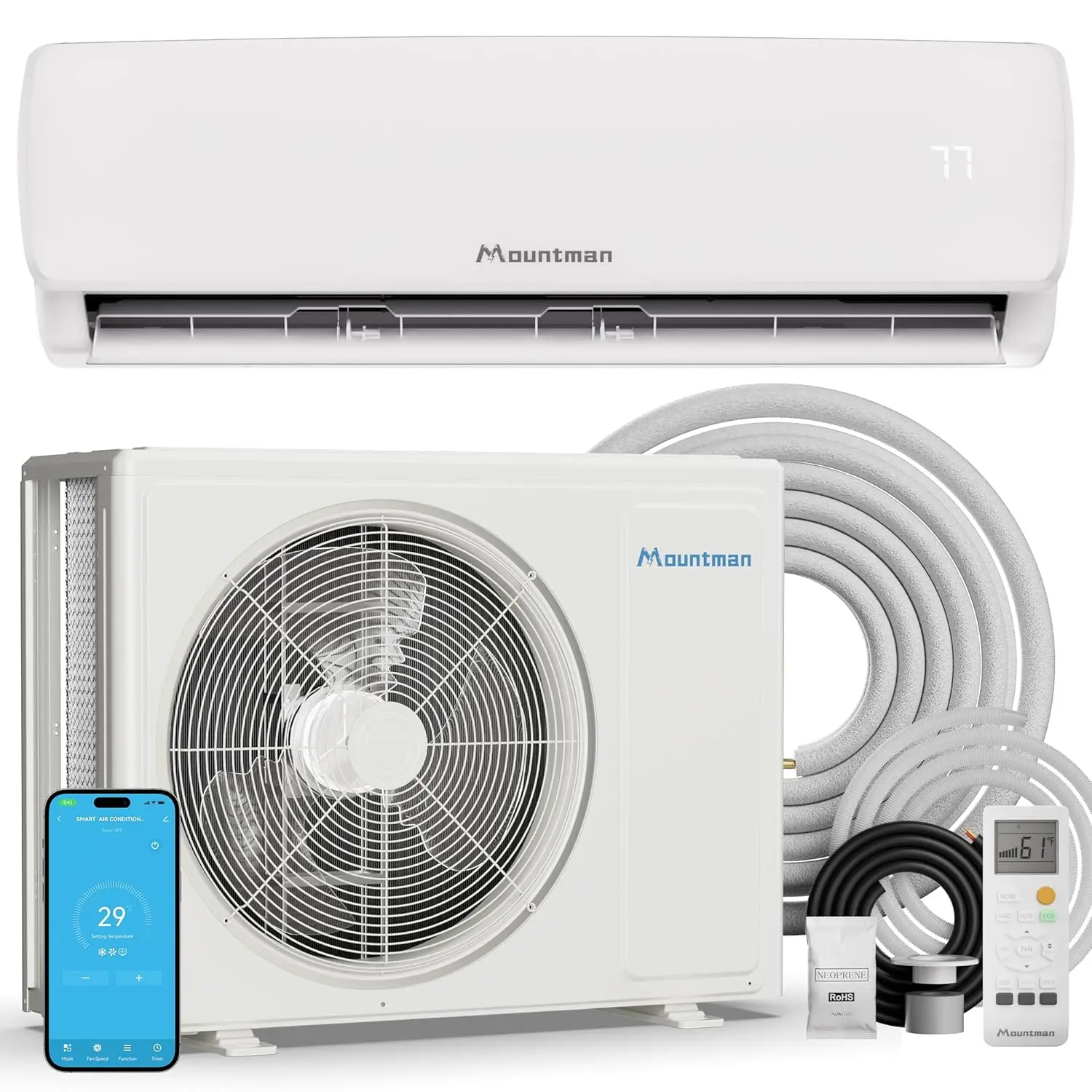 18000BTU Mini Split AC/Heating System with WIFI & Alexa,230V 19 SEER2 Wall-Mounted Ductless AC Units up to 1250, Custom
18000BTU Mini Split AC/Heating System with WIFI & Alexa,230V 19 SEER2 Wall-Mounted Ductless AC Units up to 1250, Custom