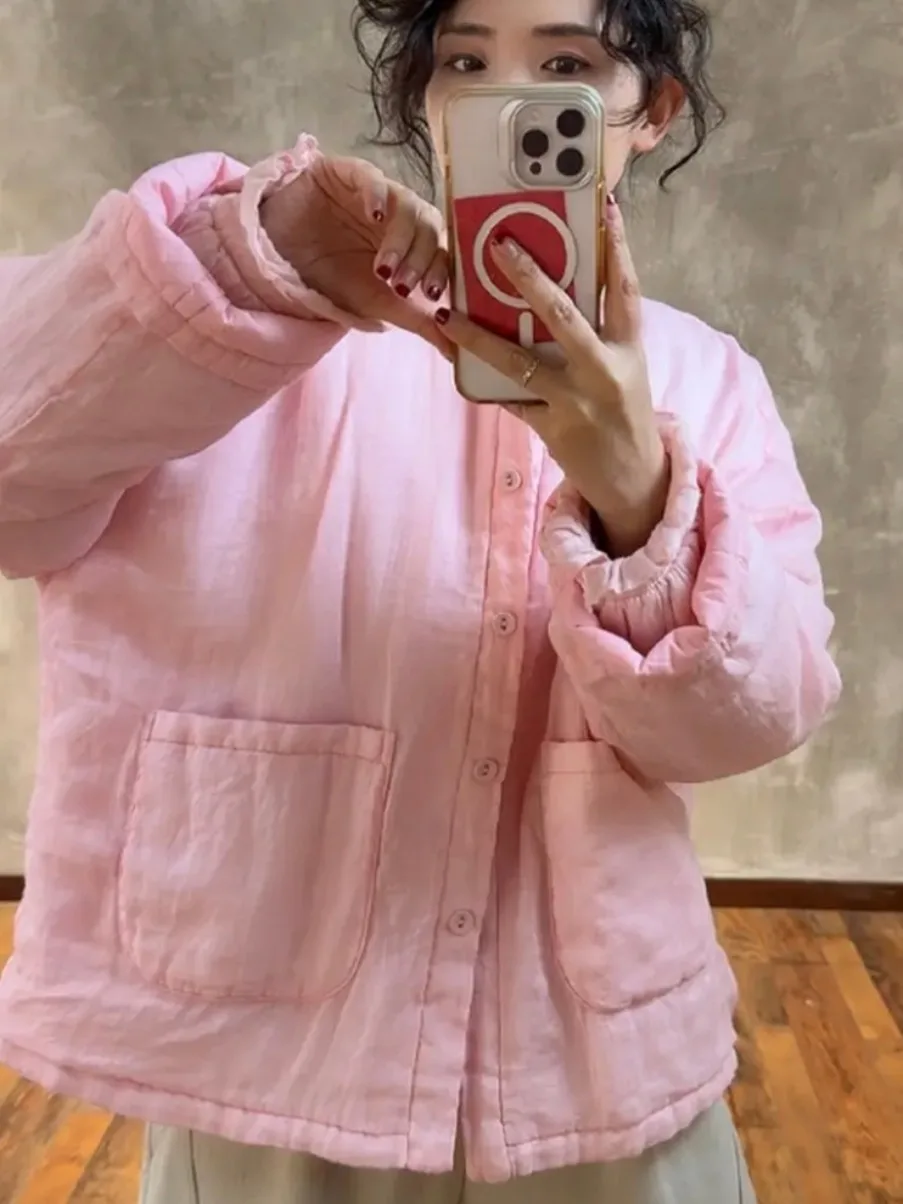 Women's Cotton Jacket Coat Pure Color Flax Cotton Warm round Neck Inner Cotton Clothes Outerwear Stylish Winter Coat
Women's Cotton Jacket Coat Pure Color Flax Cotton Warm round Neck Inner Cotton Clothes Outerwear Stylish Winter Coat