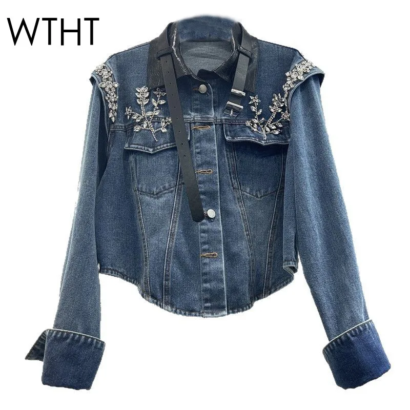 WTHT Vintage Women Heavy Indesty Spliced Leather Diamond Denim Jacket Fashion Lapel Long Sleeves Coat Female 2025 Summer 1LS1647
WTHT Vintage Women Heavy Indesty Spliced Leather Diamond Denim Jacket Fashion Lapel Long Sleeves Coat Female 2025 Summer 1LS1647