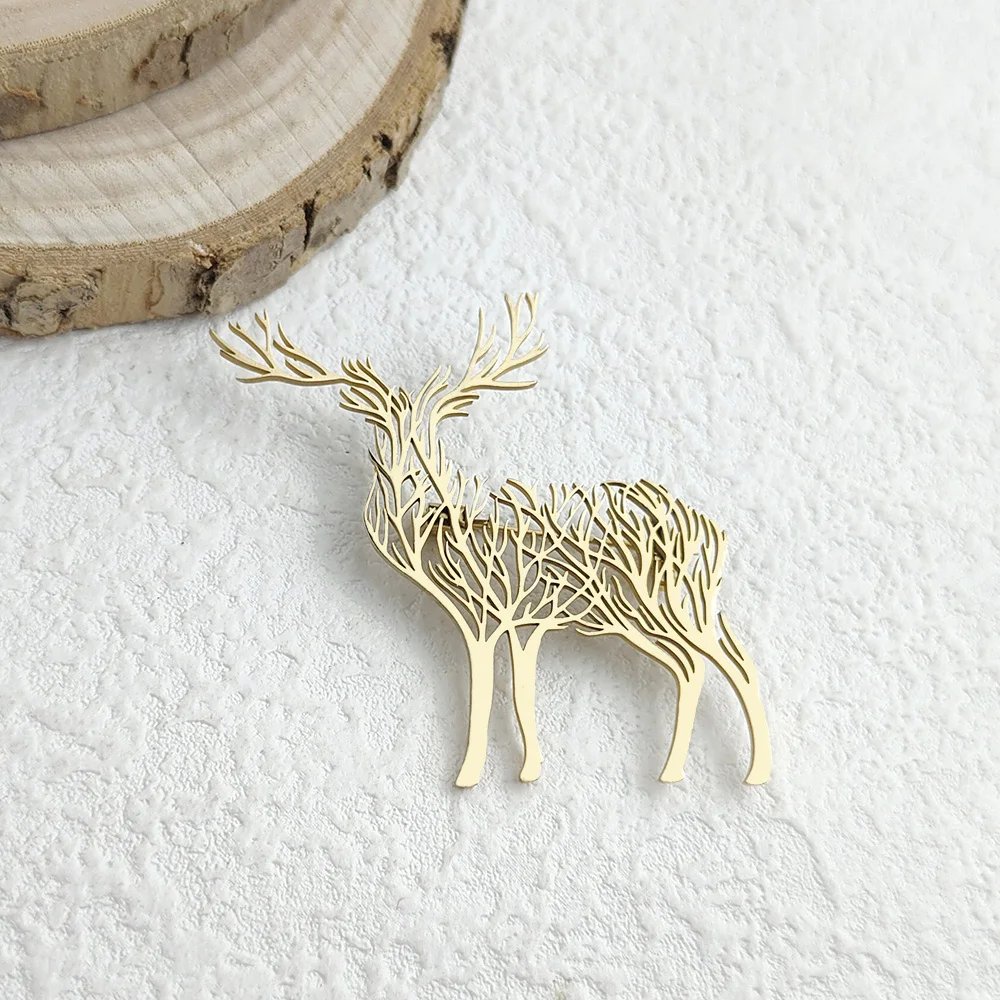 Trendy and fashionable deer-shaped hollow stainless steel brooch, retro niche pin, high-end feel, simple and atmospheric
Trendy and fashionable deer-shaped hollow stainless steel brooch, retro niche pin, high-end feel, simple and atmospheric