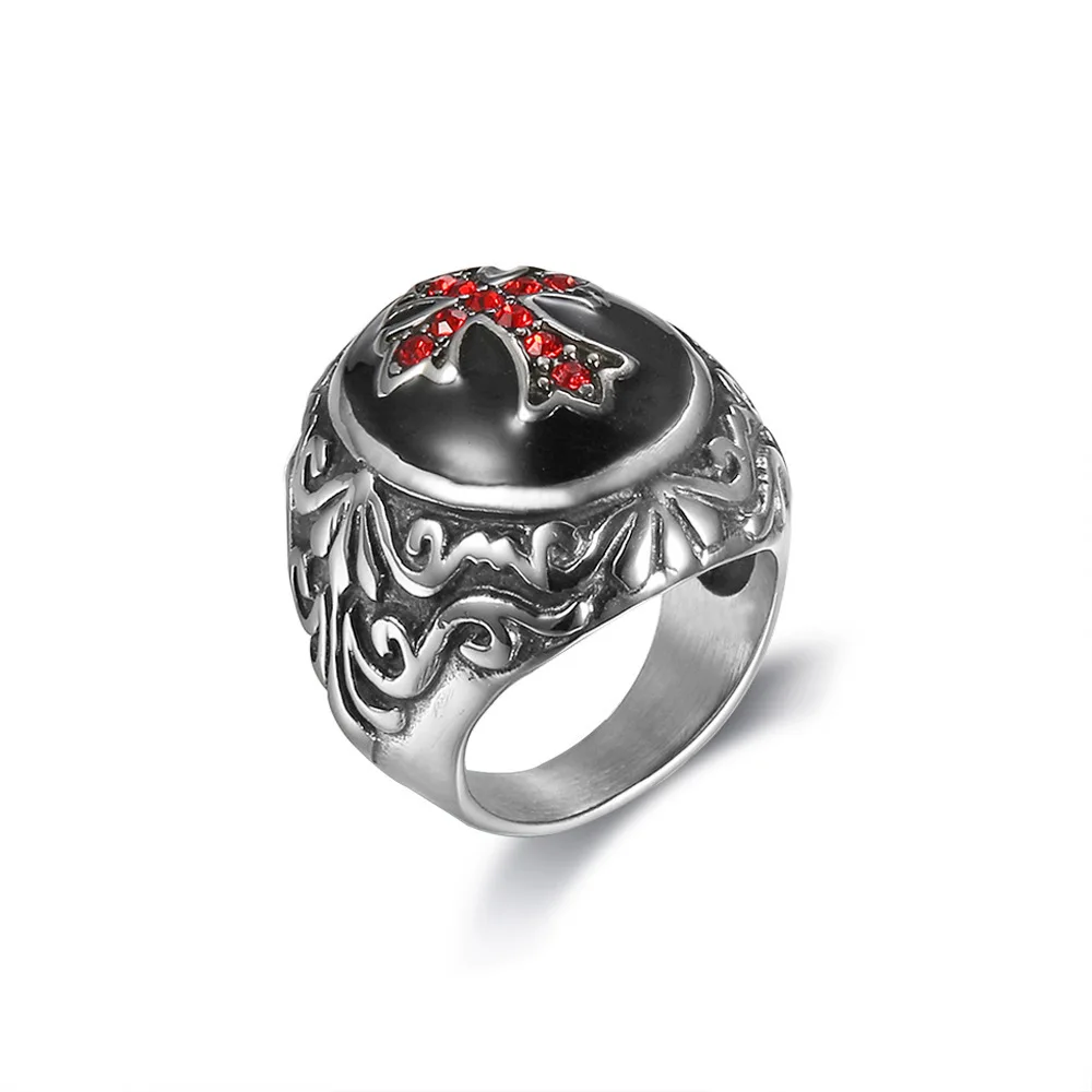 European and American Gothic Black Glue Cross Set Diamond Ring Wholesale Ring Sizes 7-15
European and American Gothic Black Glue Cross Set Diamond Ring Wholesale Ring Sizes 7-15