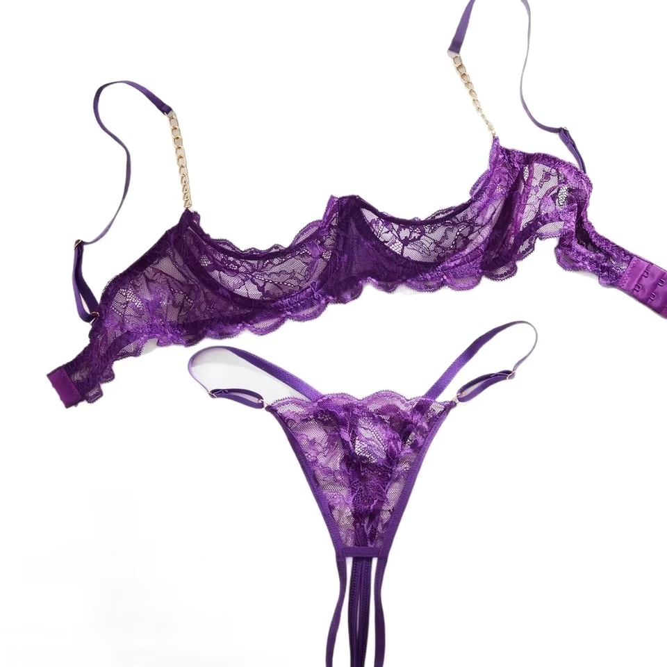 New Purple Quarter Cup Bra Lace Trims Crotchless Open Panty Hot Sexy For Women Lady Female Outfit Sexy Erotic Suits Sets
New Purple Quarter Cup Bra Lace Trims Crotchless Open Panty Hot Sexy For Women Lady Female Outfit Sexy Erotic Suits Sets