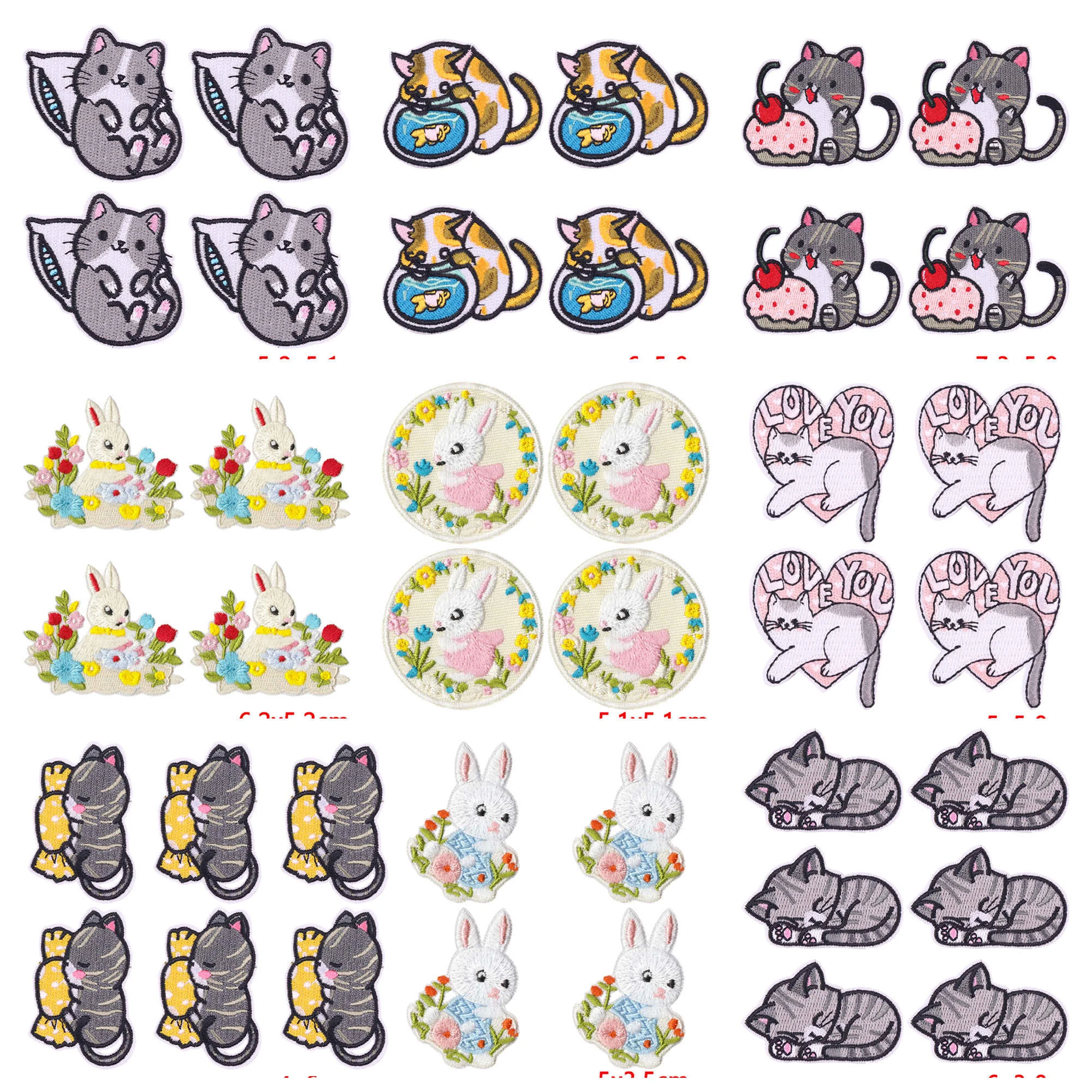 10Pcs Cute Cat Embroidery Patch Iron On Patches for Clothing - Rabbit Animal Embroidered Applique On Clothes Backpacks DIY Decor
10Pcs Cute Cat Embroidery Patch Iron On Patches for Clothing - Rabbit Animal Embroidered Applique On Clothes Backpacks DIY Decor