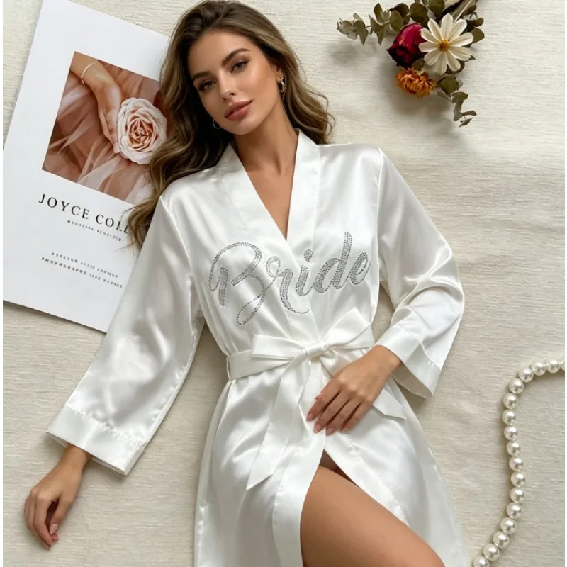 Bride Silk Robe – Rhinestone Iron on Print Charmeuse Satin Soft & Shiny – Perfect for Wedding Morning Bridesmaid Getting Ready
Bride Silk Robe – Rhinestone Iron on Print Charmeuse Satin Soft & Shiny – Perfect for Wedding Morning Bridesmaid Getting Ready