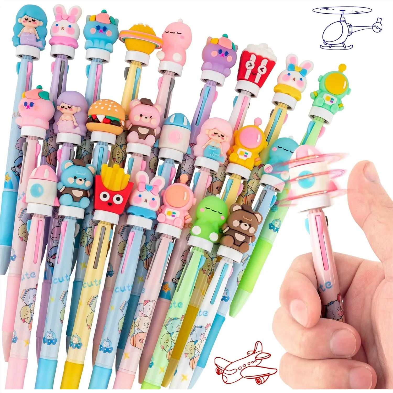 24 Fidget Spinner Multicolor Pen Set 3-in-1 Stress Relief Rotating Pens 0.5mm for Kids Adults School Office Home Birthday Gifts
24 Fidget Spinner Multicolor Pen Set 3-in-1 Stress Relief Rotating Pens 0.5mm for Kids Adults School Office Home Birthday Gifts