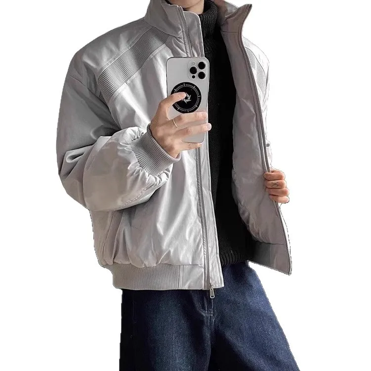 American Stand Collar Solid Color Baseball Cotton Jacket Splicing Wrinkled Couple's Coach Jacket Cotton
American Stand Collar Solid Color Baseball Cotton Jacket Splicing Wrinkled Couple's Coach Jacket Cotton