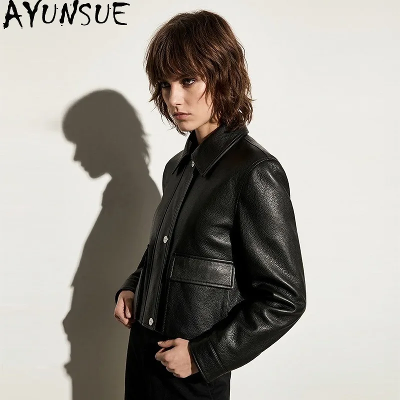 AYUNSUE Women's Real Leather Jackets Short Fitted Goatskin Jackets for Woman Casual Black Outerwears Woman Clothes Ropa Mujer
AYUNSUE Women's Real Leather Jackets Short Fitted Goatskin Jackets for Woman Casual Black Outerwears Woman Clothes Ropa Mujer
