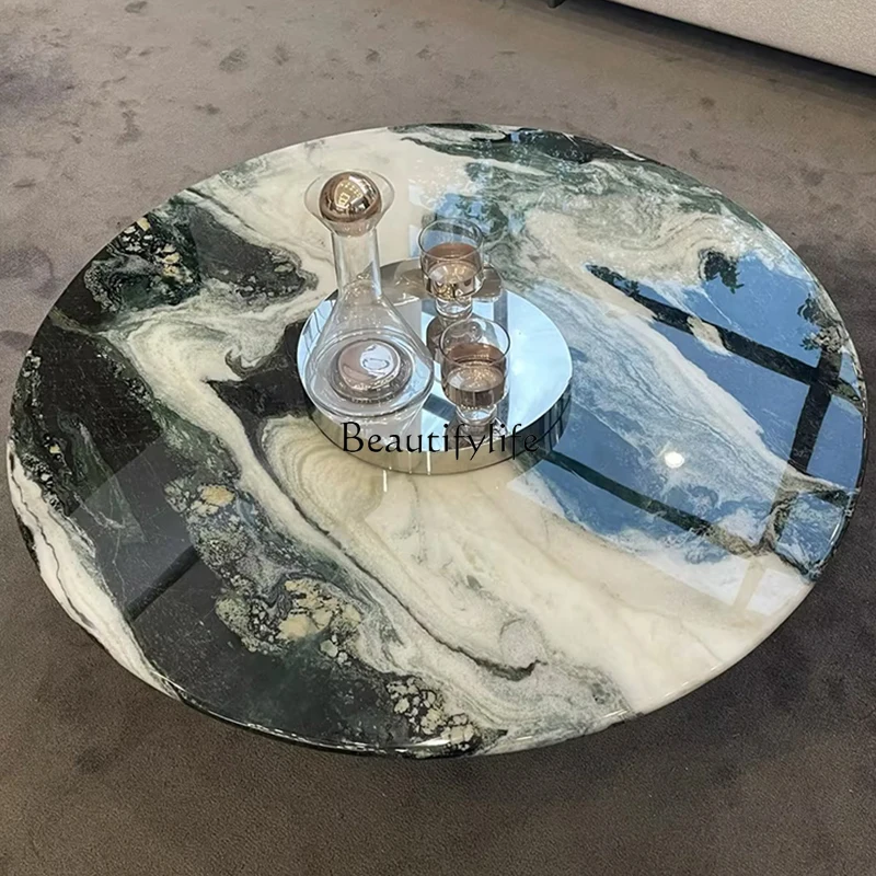 Light luxury panda white marble coffee table senior designer creative stainless steel round coffee table
Light luxury panda white marble coffee table senior designer creative stainless steel round coffee table