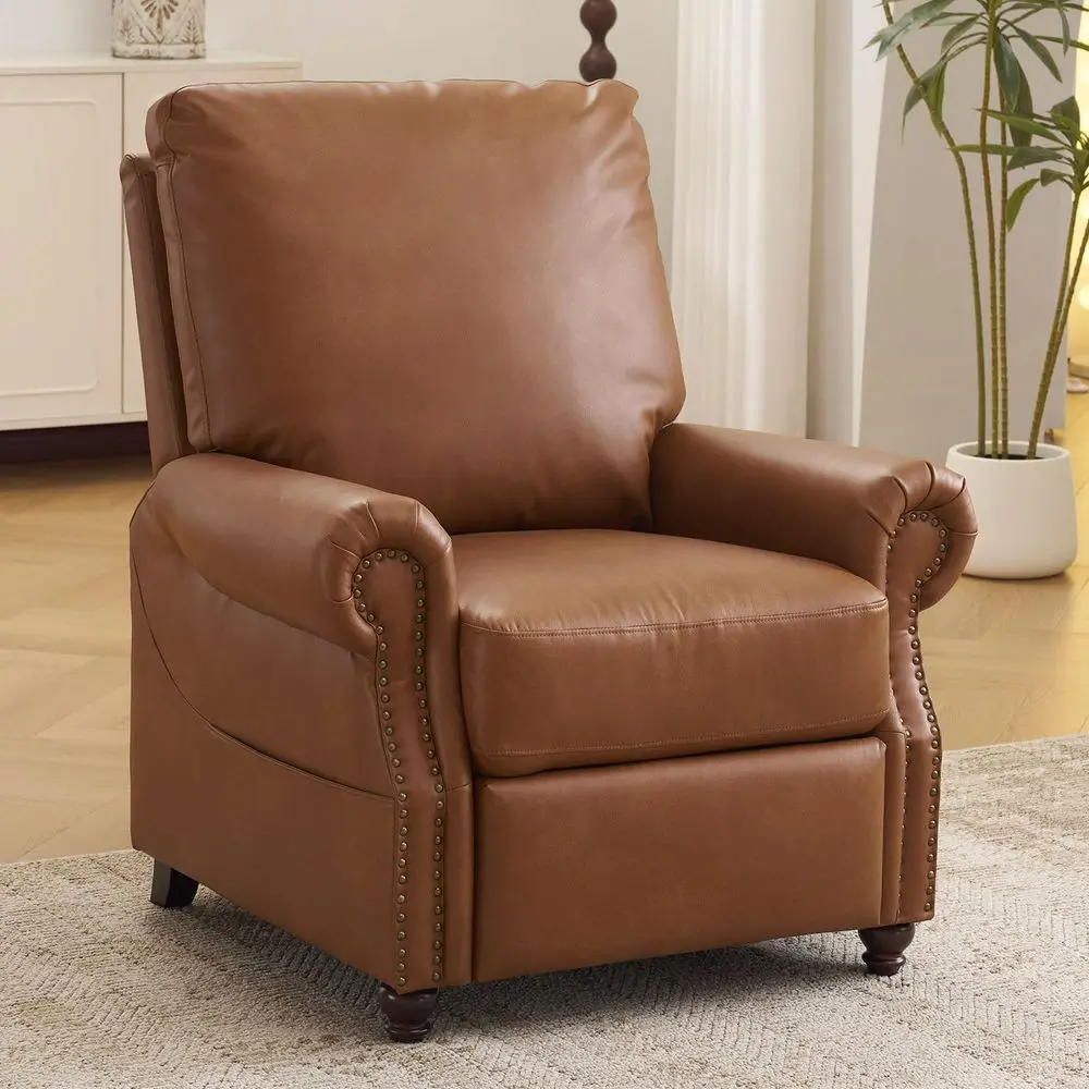 Recliner Chair with Massage and Heat, Breathable Leather Recliner Chair with Overstuffed Backrest and Rivet Decoration, Single
Recliner Chair with Massage and Heat, Breathable Leather Recliner Chair with Overstuffed Backrest and Rivet Decoration, Single