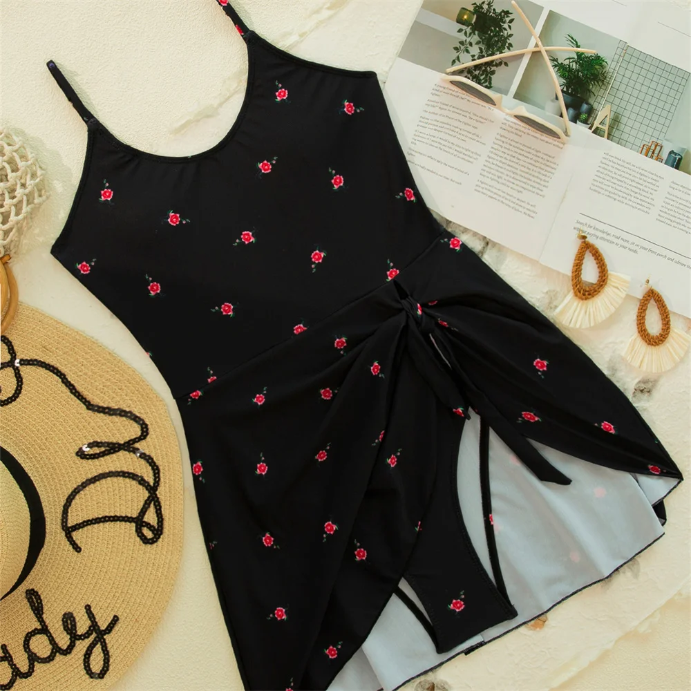 Sexy Sling Black Bikini Bandage Cute Floral Swimsuit Pleated Dress Swimwears Y2K Monokini Women Beach Swim Vacation Bathing Suit
Sexy Sling Black Bikini Bandage Cute Floral Swimsuit Pleated Dress Swimwears Y2K Monokini Women Beach Swim Vacation Bathing Suit