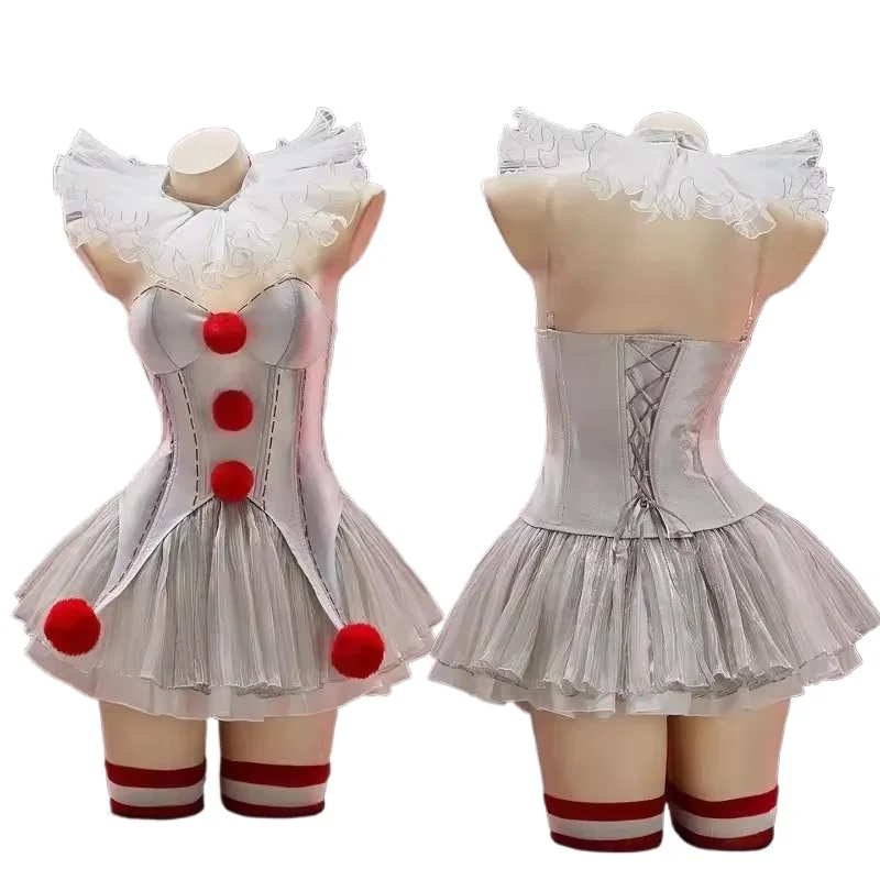 Movie Pennywise Cosplay Costume Sexy Lingerie Halloween Outfit Corset Top and Skirt Halloween Carnival Stage Performese Clothes
Movie Pennywise Cosplay Costume Sexy Lingerie Halloween Outfit Corset Top and Skirt Halloween Carnival Stage Performese Clothes