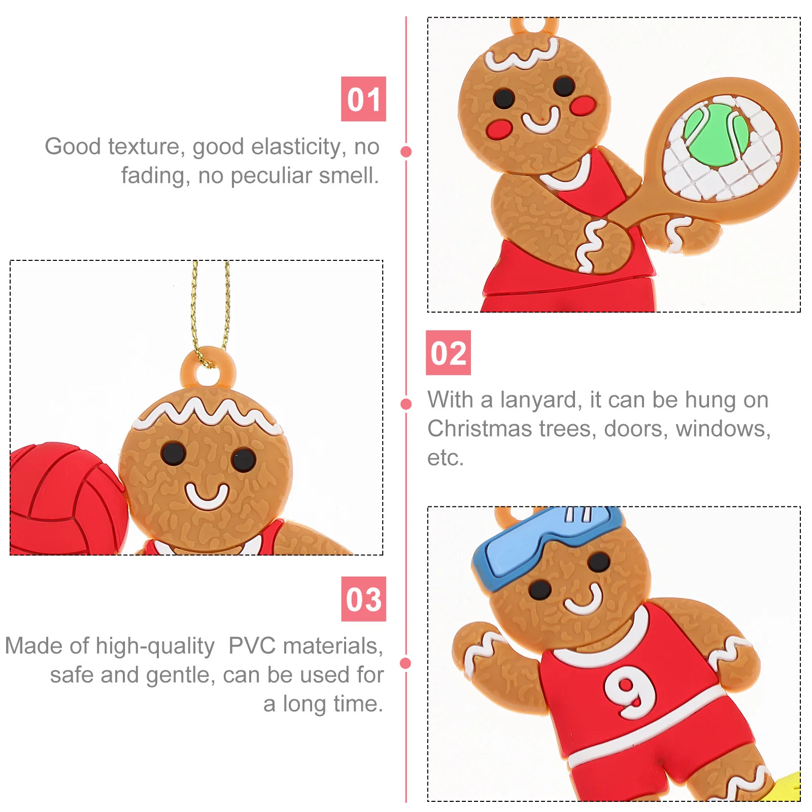 12Pcs Gingerbread Man Christmas Tree Pendant PVC Hanging Hole Suitable for Holiday Festival Party Christmas Home Decor 
12Pcs Gingerbread Man Christmas Tree Pendant PVC Hanging Hole Suitable for Holiday Festival Party Christmas Home Decor