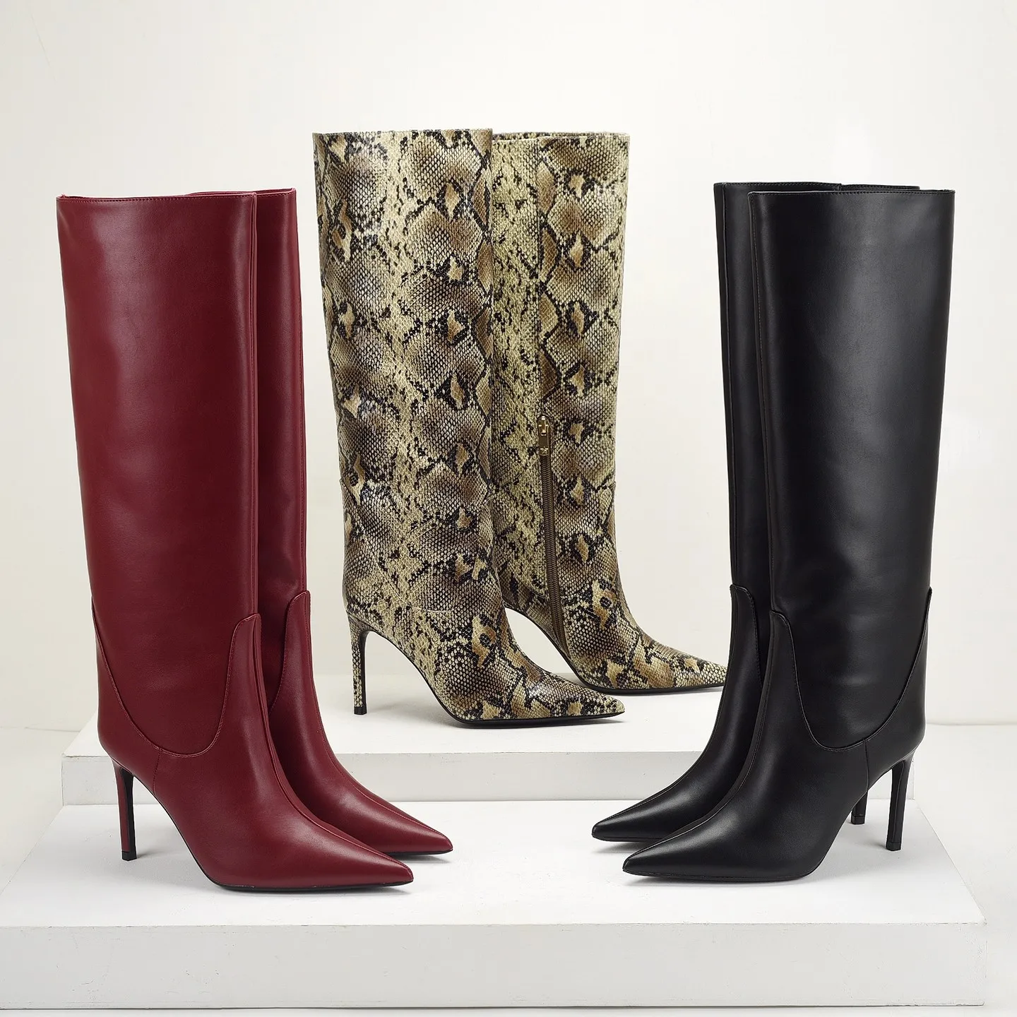 Fashionable Tri-Color Snake Skin Print Ultra-Thin Heel Sexy High-Top Long Boots Women's Mid-Calf Rubber Outsole Winter Boots
Fashionable Tri-Color Snake Skin Print Ultra-Thin Heel Sexy High-Top Long Boots Women's Mid-Calf Rubber Outsole Winter Boots