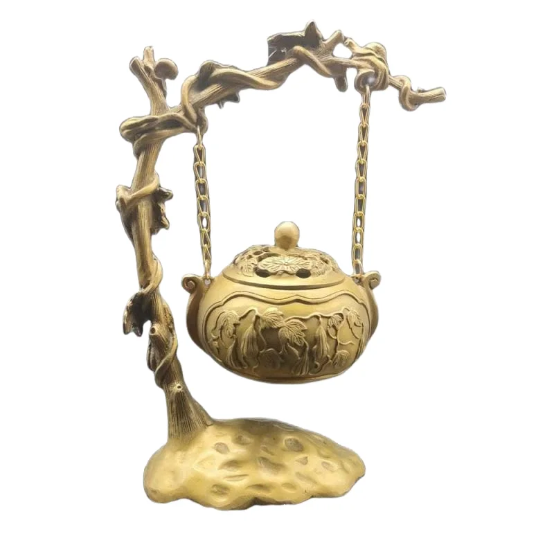 Pure Copper Backflow Incense Furnace Hanging furnace incensory sandalwood censer Snails are crawling on the grape trellis 913G
Pure Copper Backflow Incense Furnace Hanging furnace incensory sandalwood censer Snails are crawling on the grape trellis 913G