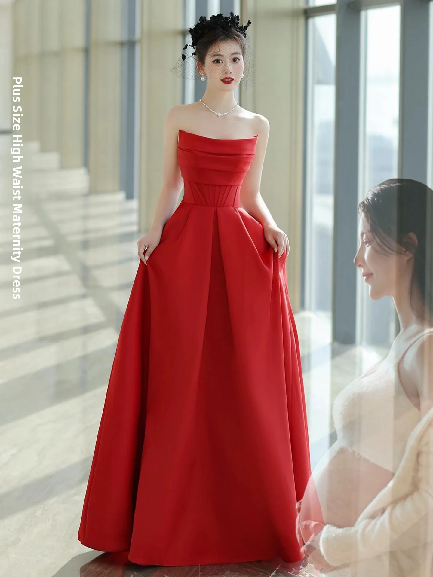 Red Satin Materni Wedding Dr Large Size Bridal Gown Evening Dr Vintage Sle Pregnant Women Morning Robe Ceremony Outfit
Red Satin Materni Wedding Dr Large Size Bridal Gown Evening Dr Vintage Sle Pregnant Women Morning Robe Ceremony Outfit