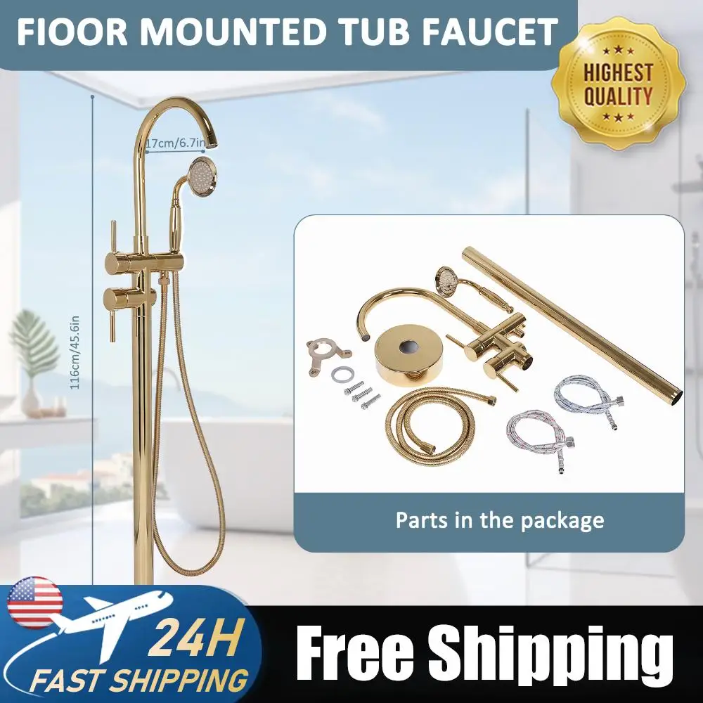 High Flow Freestanding Tub Filler with Hand Sprayer High Flow Rate Floor Mount Tub Filler 360° Rotating 2 Modes for Bath Spouts
High Flow Freestanding Tub Filler with Hand Sprayer High Flow Rate Floor Mount Tub Filler 360° Rotating 2 Modes for Bath Spouts