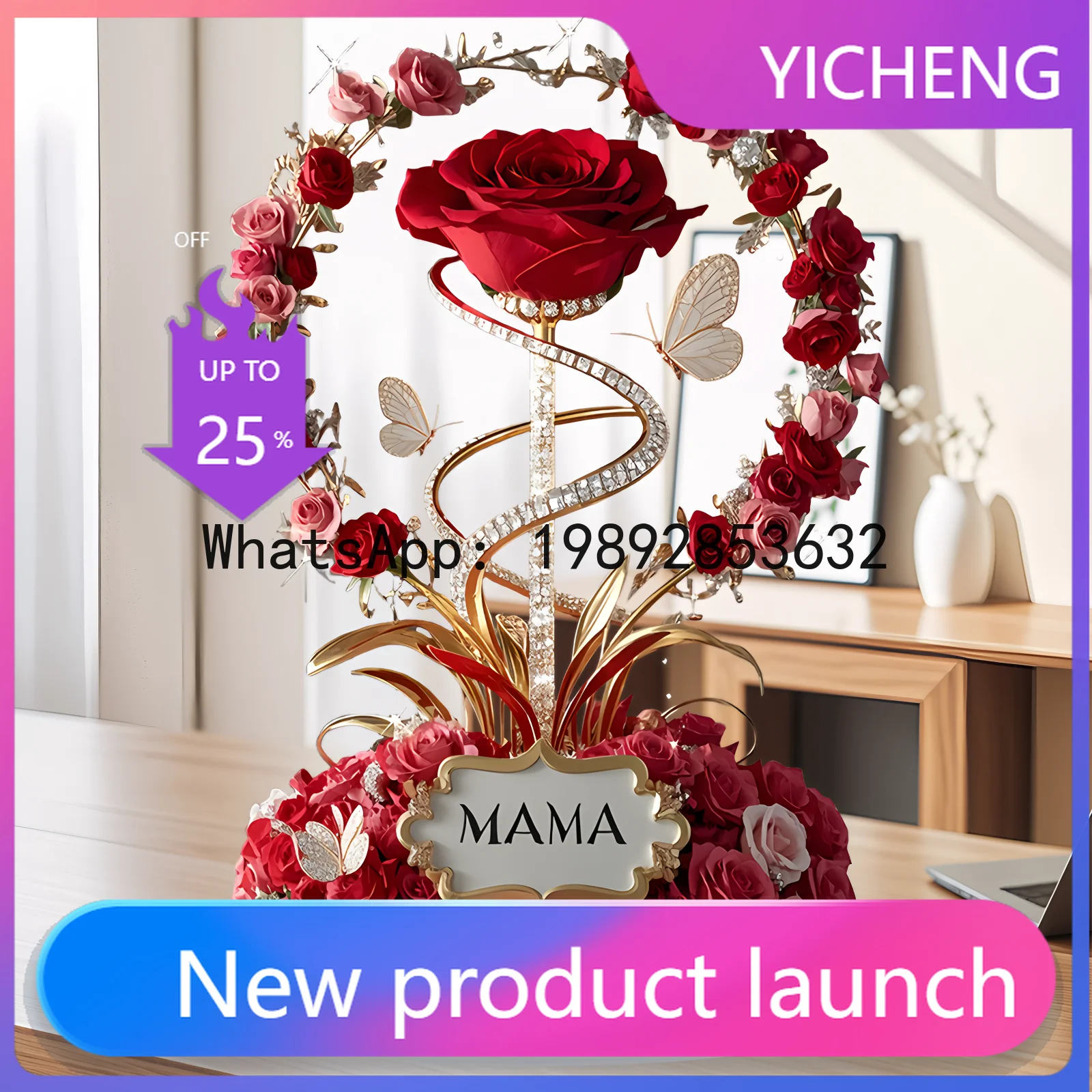 LYY 2D Acrylic Ornament Red Rose MOM Pattern Roses Mother Flat Elegant Desk Decora Filial Child to Mother Gifts
LYY 2D Acrylic Ornament Red Rose MOM Pattern Roses Mother Flat Elegant Desk Decora Filial Child to Mother Gifts