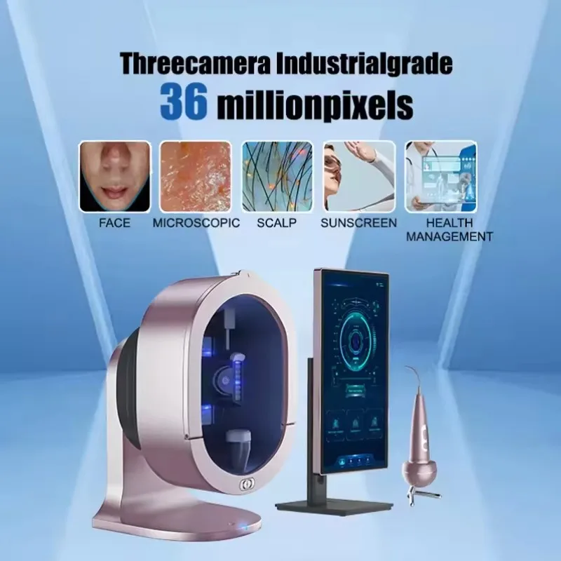 S5 3D AI Face Skin and Hair Analysis 3 Camera Magic Mirror 11 Spectral Images Skin Scanner Handhold Microscopic Scalp Detector
S5 3D AI Face Skin and Hair Analysis 3 Camera Magic Mirror 11 Spectral Images Skin Scanner Handhold Microscopic Scalp Detector