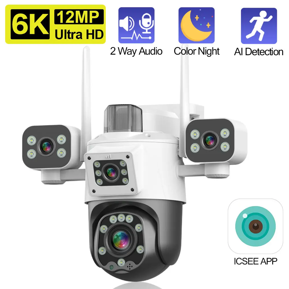 6K 12MP Outdoor FHD IP Camera 3 Lens 3 Screens WiFi Surveillance Camera 4K Auto Tracking Wireless Security PTZ Camera ICSEE
6K 12MP Outdoor FHD IP Camera 3 Lens 3 Screens WiFi Surveillance Camera 4K Auto Tracking Wireless Security PTZ Camera ICSEE