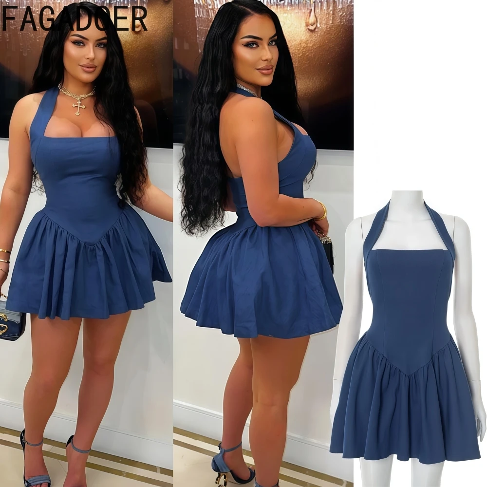 FAGADOER Fashion Mini Bodycon Dress Women Blue Off Shoulder Backless A-line Dresses Female Streetwear Vestidos 2025 Summer New
FAGADOER Fashion Mini Bodycon Dress Women Blue Off Shoulder Backless A-line Dresses Female Streetwear Vestidos 2025 Summer New