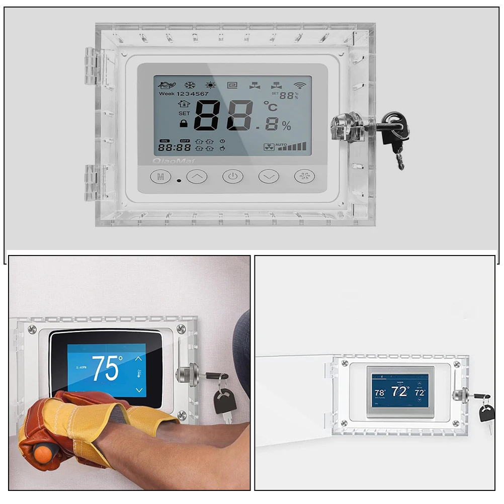 Thermostat Lock Universal Clear Plastic Wall Mount Guard Protector Boxes Guard For Thermostat For Home Office Smart System Use
Thermostat Lock Universal Clear Plastic Wall Mount Guard Protector Boxes Guard For Thermostat For Home Office Smart System Use